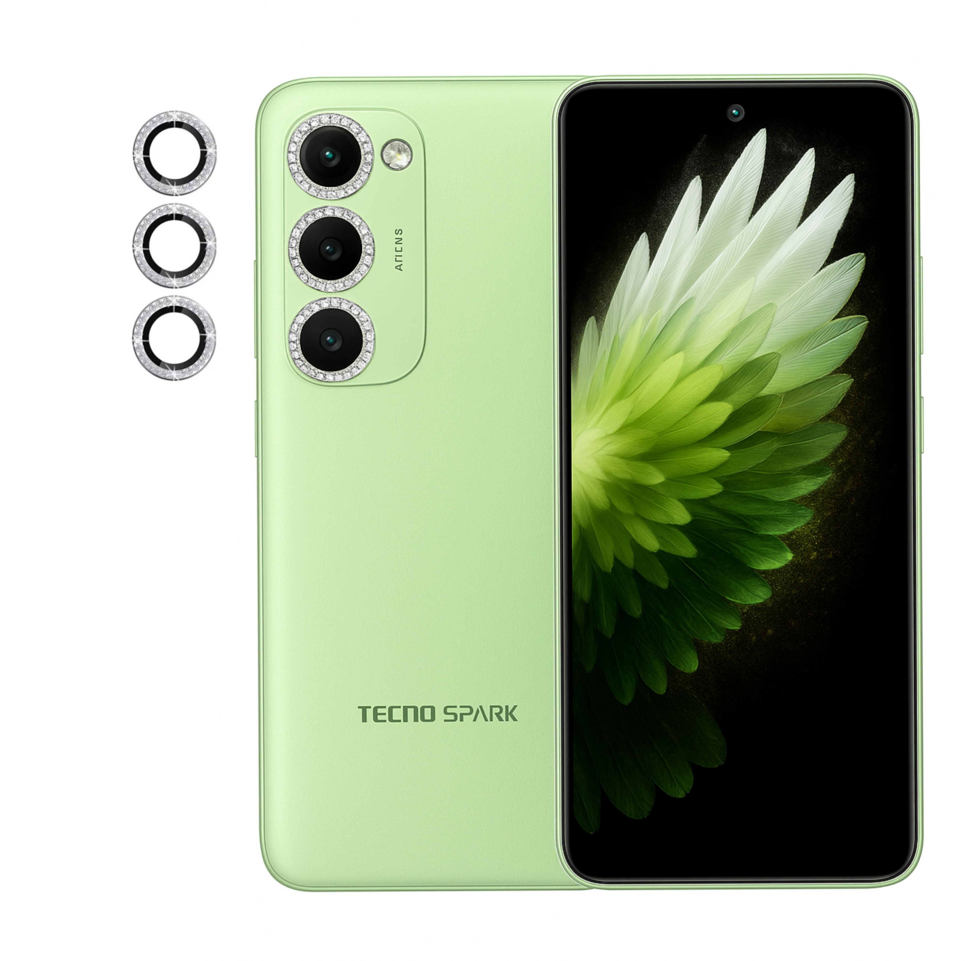 [3-piece] Glitters Diamond Metal ring  Camera lens protector for Tecno Spark 40 Pro/Spark 40 Pro + (Plus)