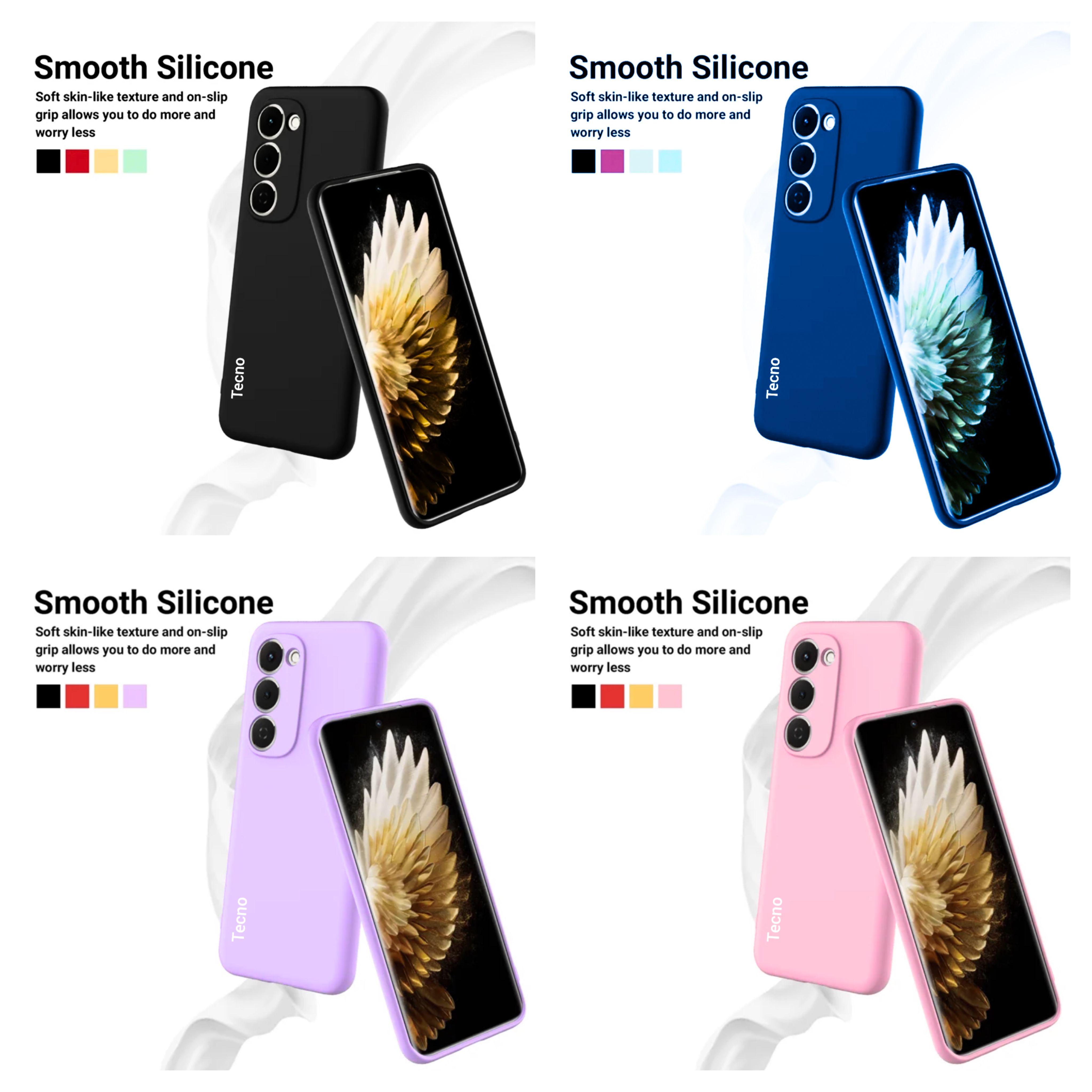 Tecno spark 40 Pro+ Original liquid silicone Phone Case/Cover available in Black,Blue,Light purple(Lilac) & Pink