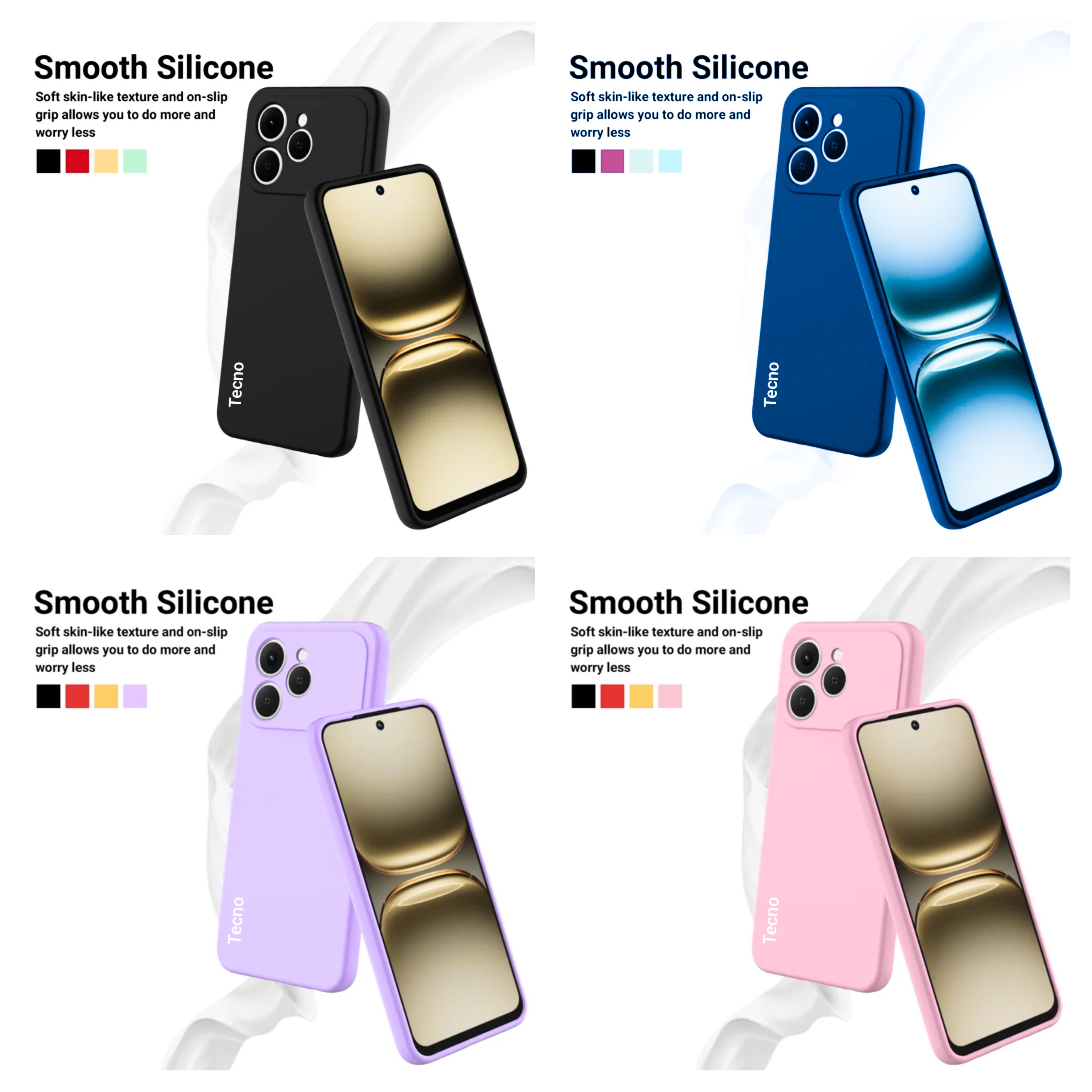 Tecno Spark 40 Original Liquid silicone Phone Case/Cover available in Black,Blue ,Light Purple(Lilac) & Pink
