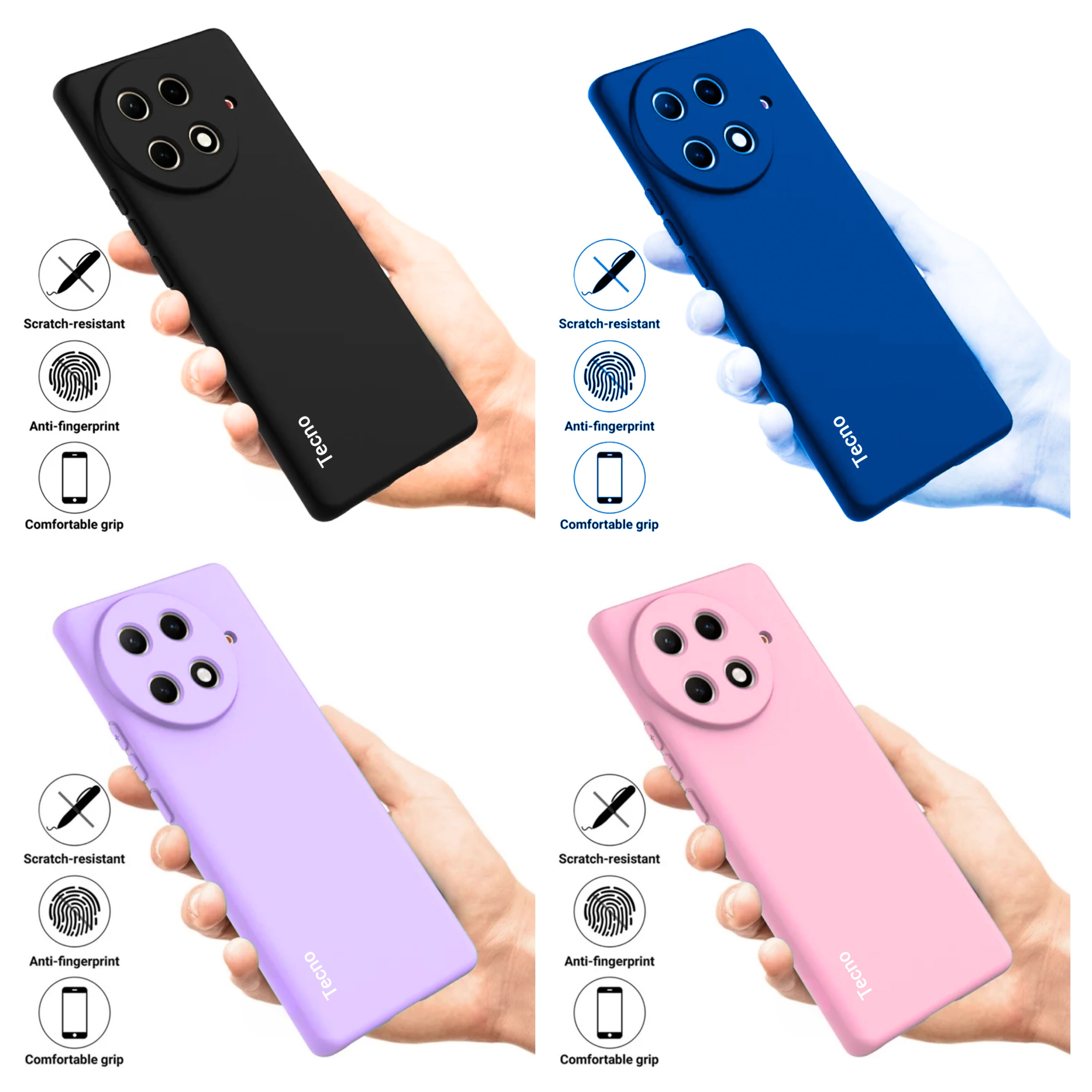 Tecno Camon 30s / Camon 30 S Pro Original Liquid Silicone Phone Case/Cover available in Black,Blue,Light Purple(Lilac) & Pink