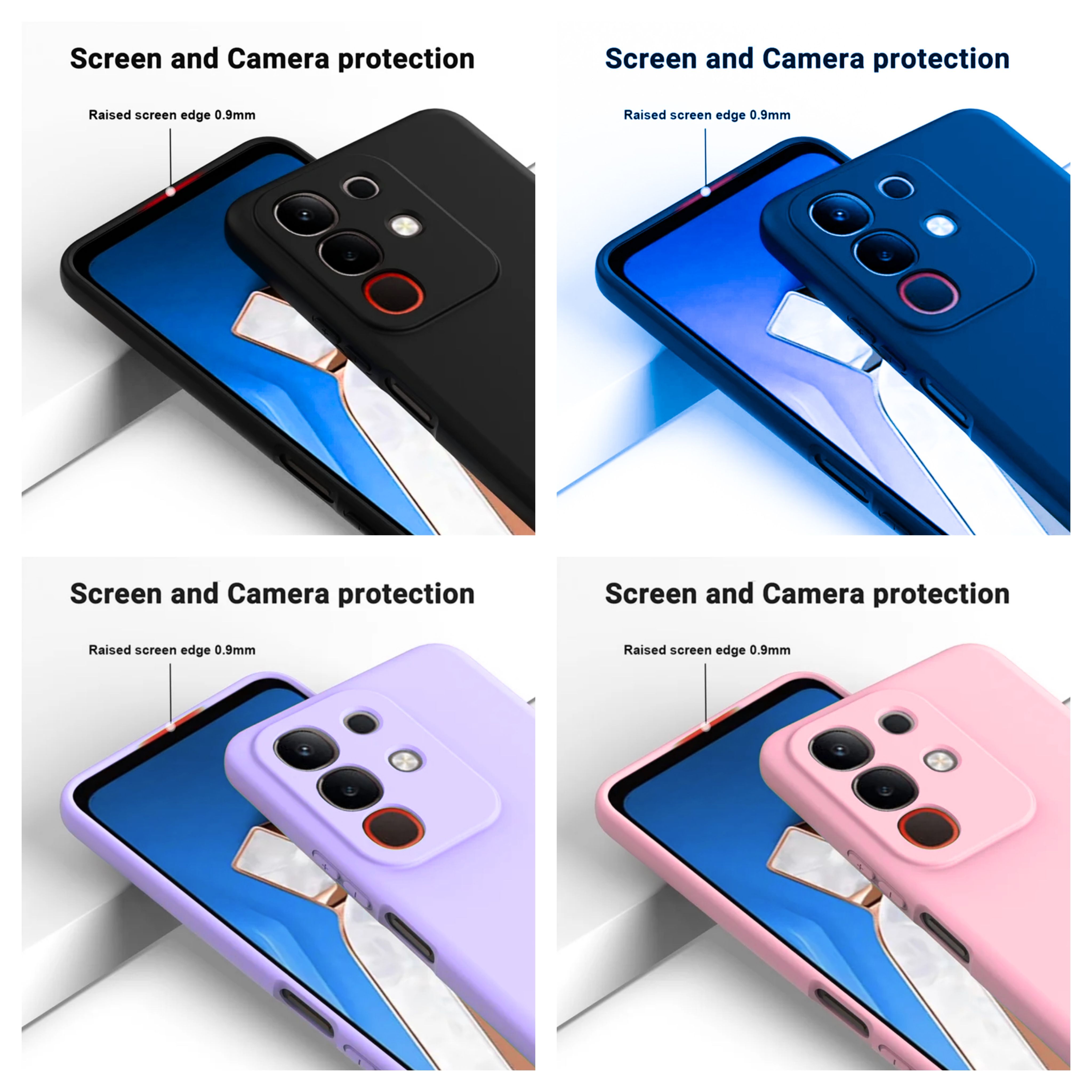 Vivo Y29 4G / Vivo T4x 5G Original Liquid Silicone Phone Case/Cover  available in Black,Blue,Light Purple (Lilac)  & Pink