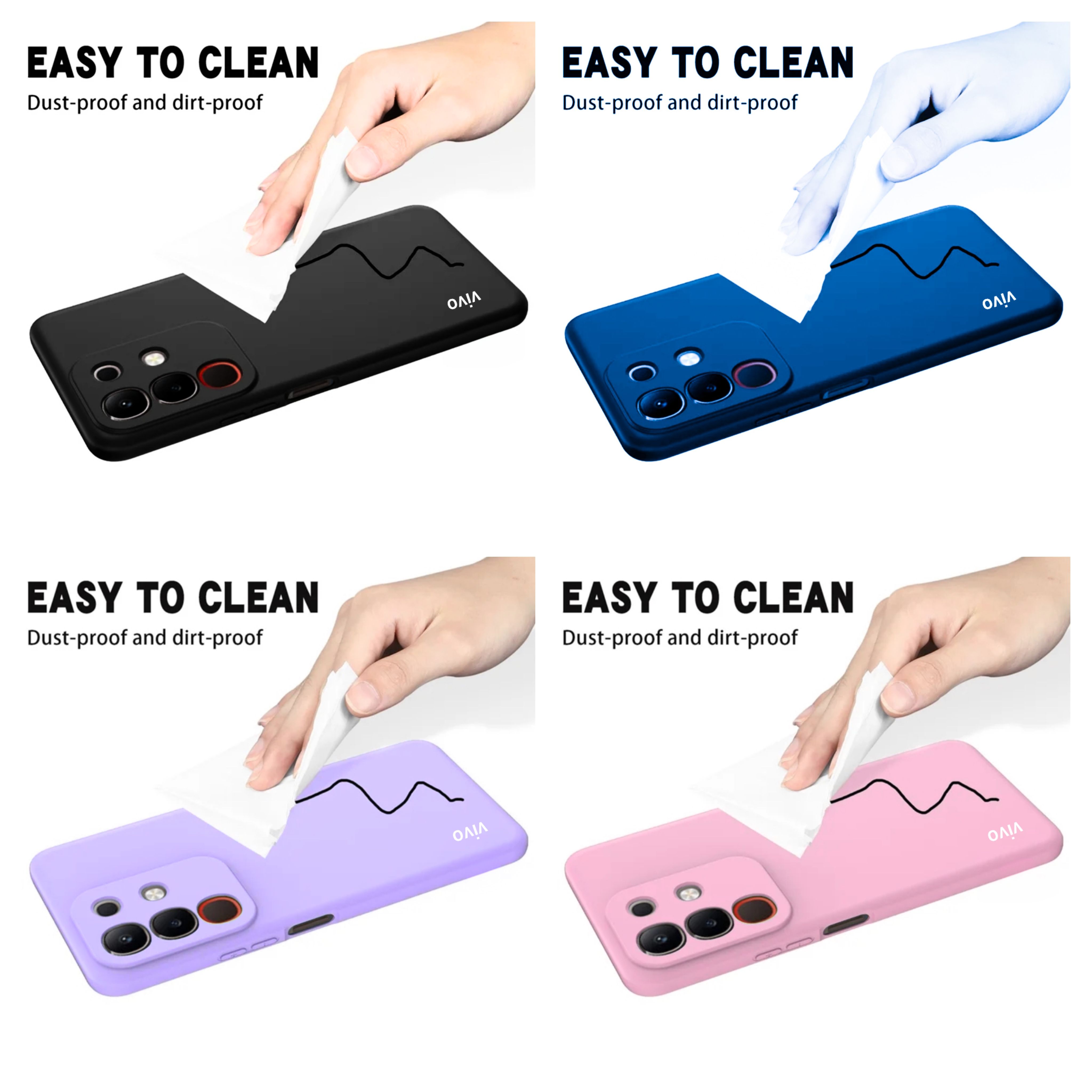 Vivo Y29 4G / Vivo T4x 5G Original Liquid Silicone Phone Case/Cover  available in Black,Blue,Light Purple (Lilac)  & Pink