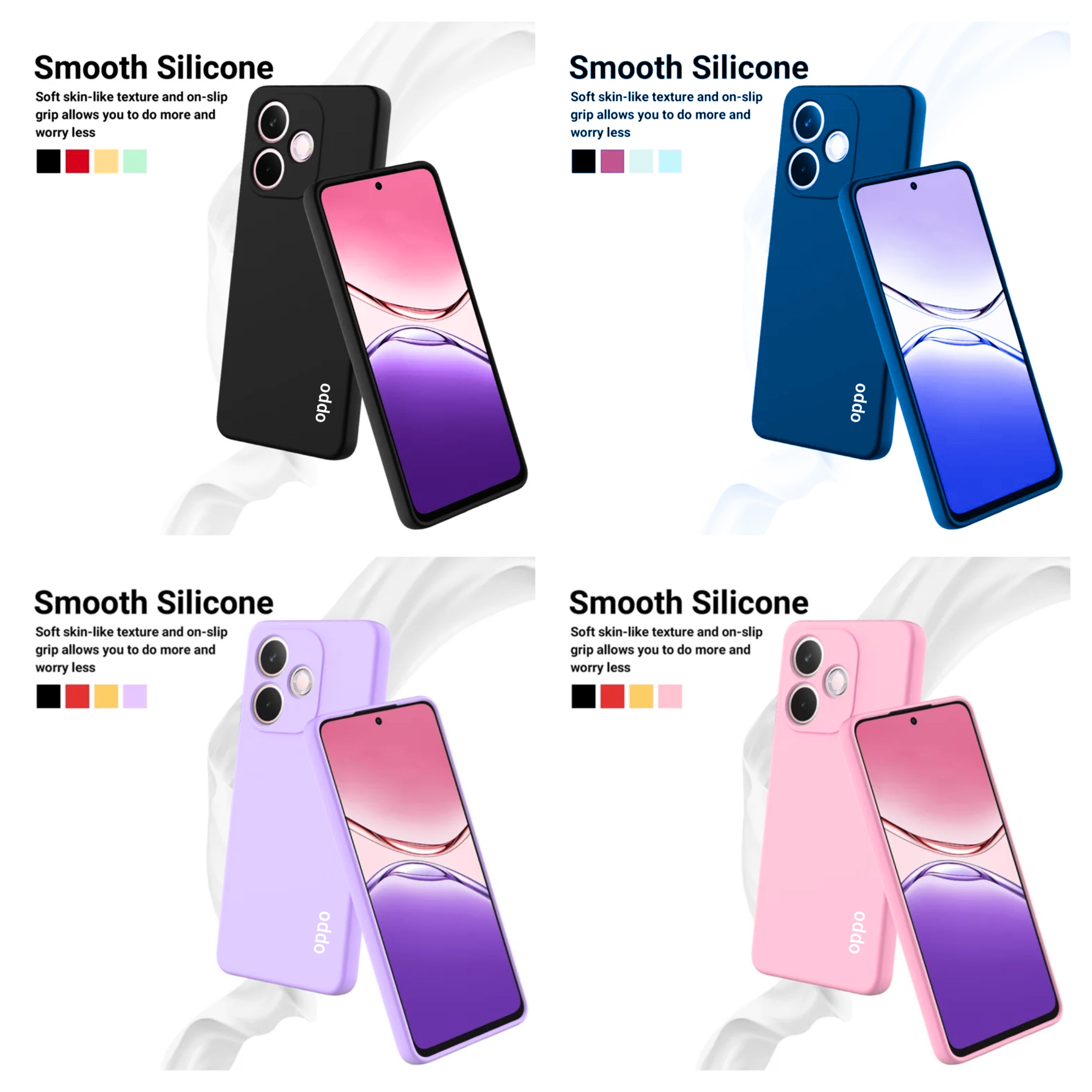 Oppo A5 Pro 4G/5G Original Liquid Silicone Phone Case/Cover available in Black, Blue, Light Purple (Lilac) & Pink