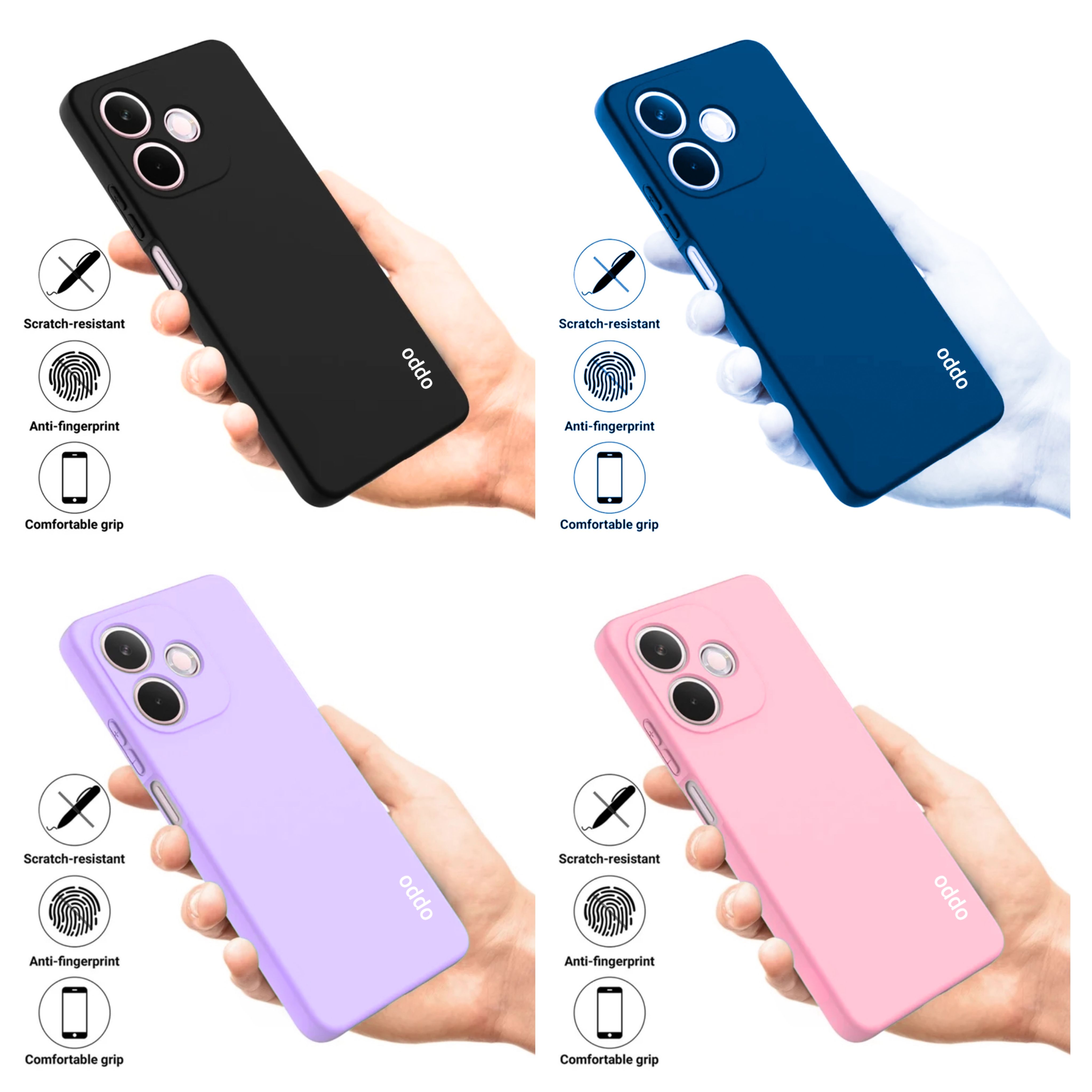 Oppo A5 Pro 4G/5G Original Liquid Silicone Phone Case/Cover available in Black, Blue, Light Purple (Lilac) & Pink
