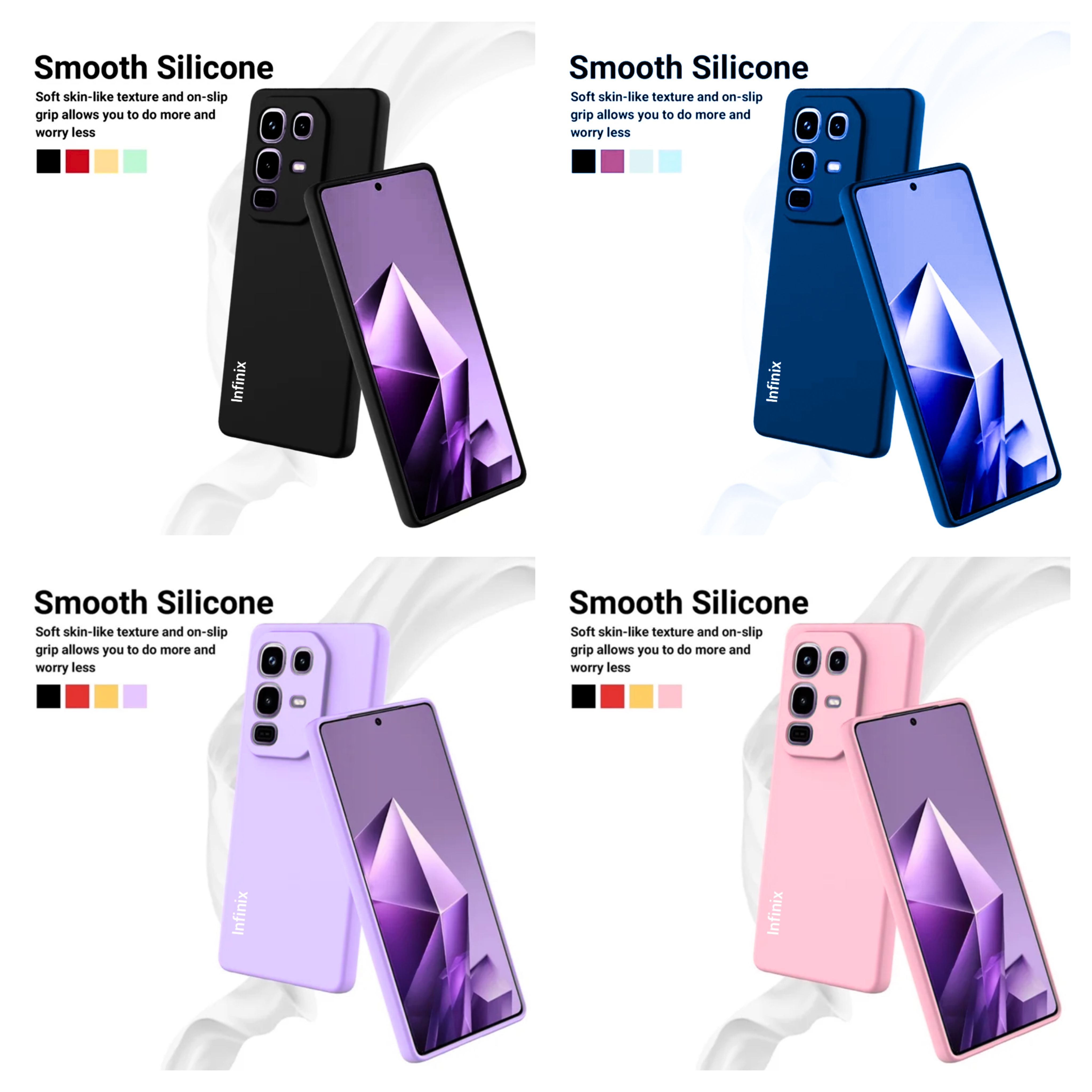 Infinix Note 50 4G/Infinix Note 50 Pro 4G/5G , Note 50s ,Note 50 Pro+(plus)Original Liquid Silicone Phone Case/Cover available in Black, Blue, Light Purple (lilac) & Pink