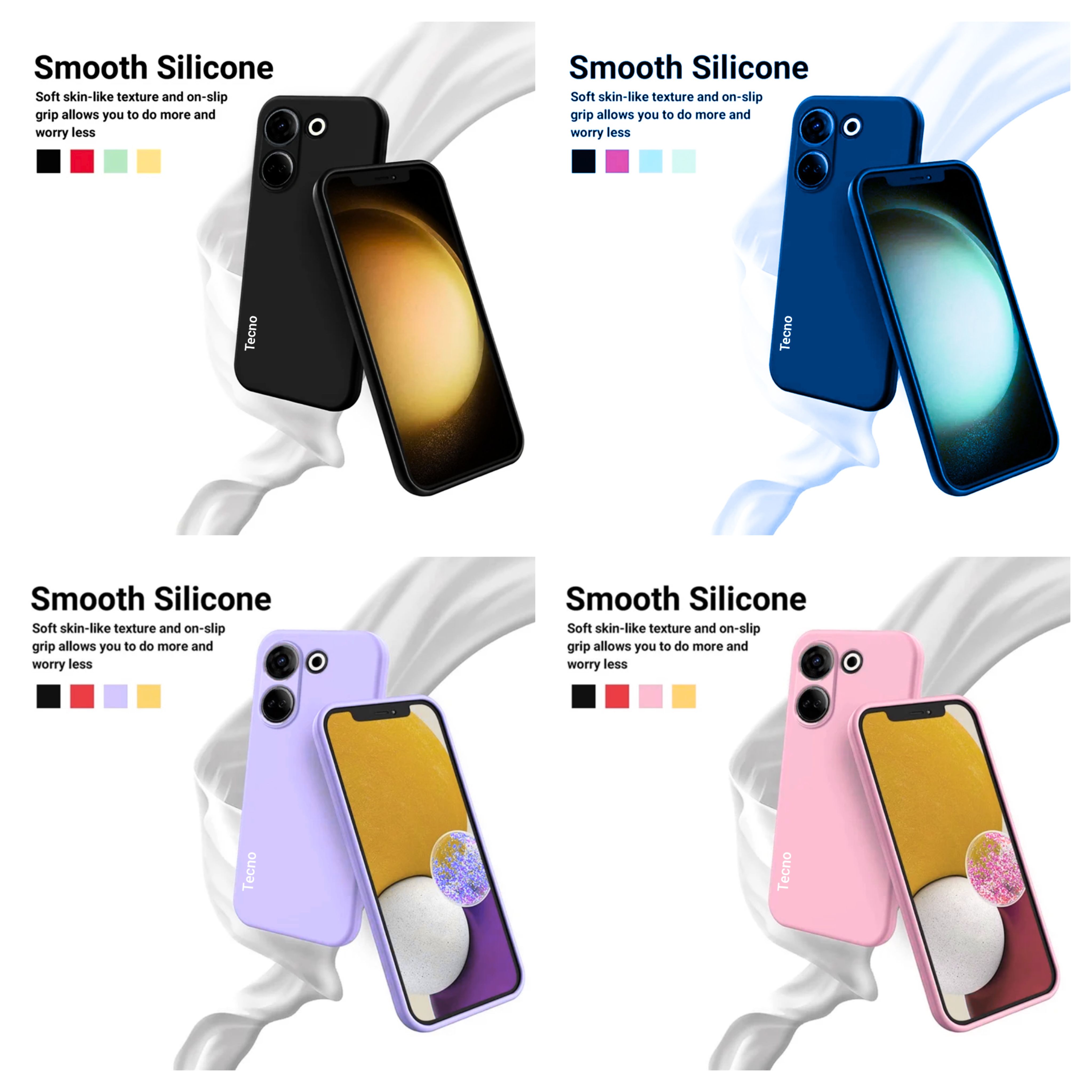 Tecno camon 20 / Camon 20 Pro 4G Original liquid Silicone Phone case/Cover  available in Black, Blue, Light Purple (Lilac) & Pink