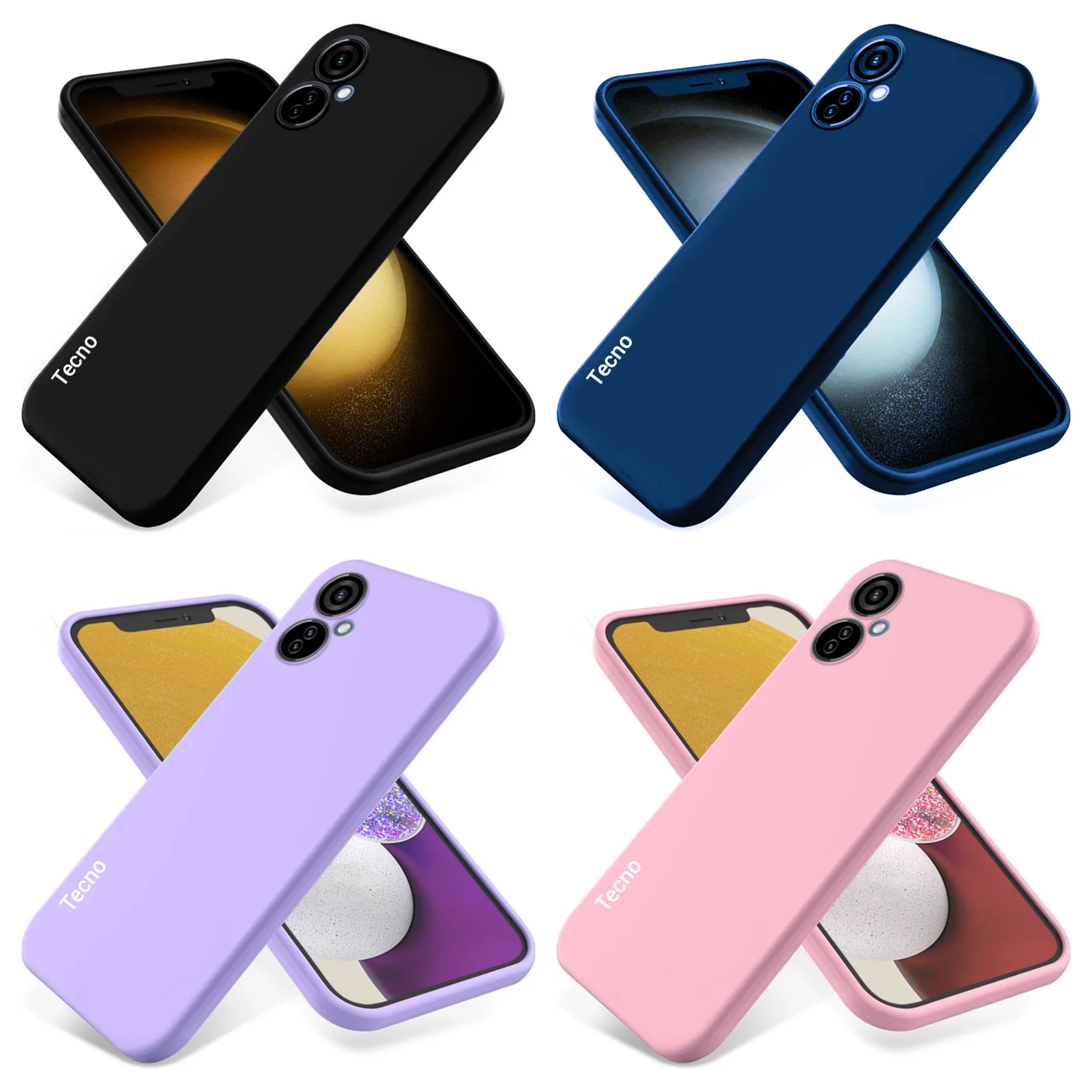 Tecno Camon 19 / Camon 19 Pro Original liquid Silicone phone Case/Cover  available in Black, Blue, Light Purple ( Lilac) & Pink