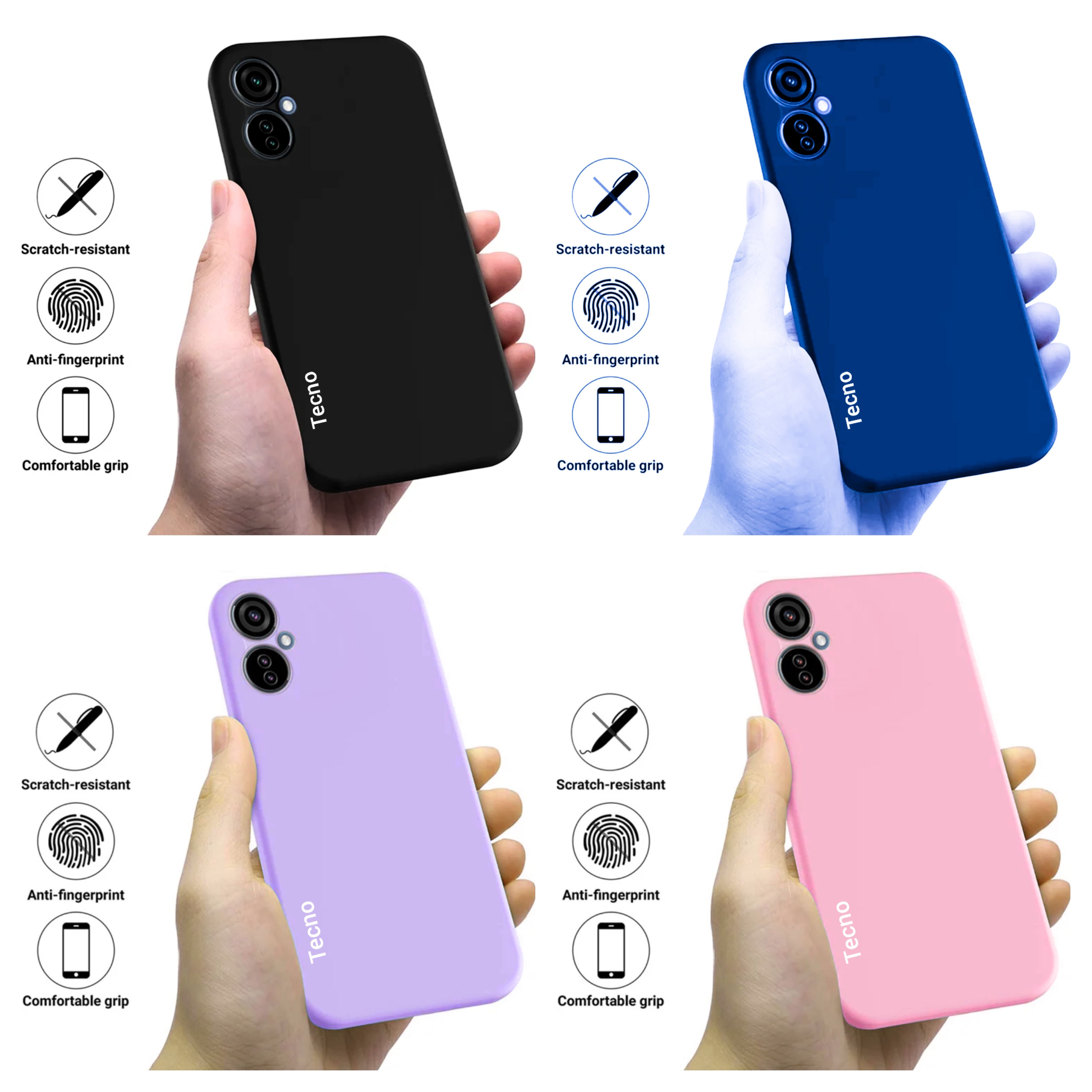 Tecno Camon 19 / Camon 19 Pro Original liquid Silicone phone Case/Cover  available in Black, Blue, Light Purple ( Lilac) & Pink