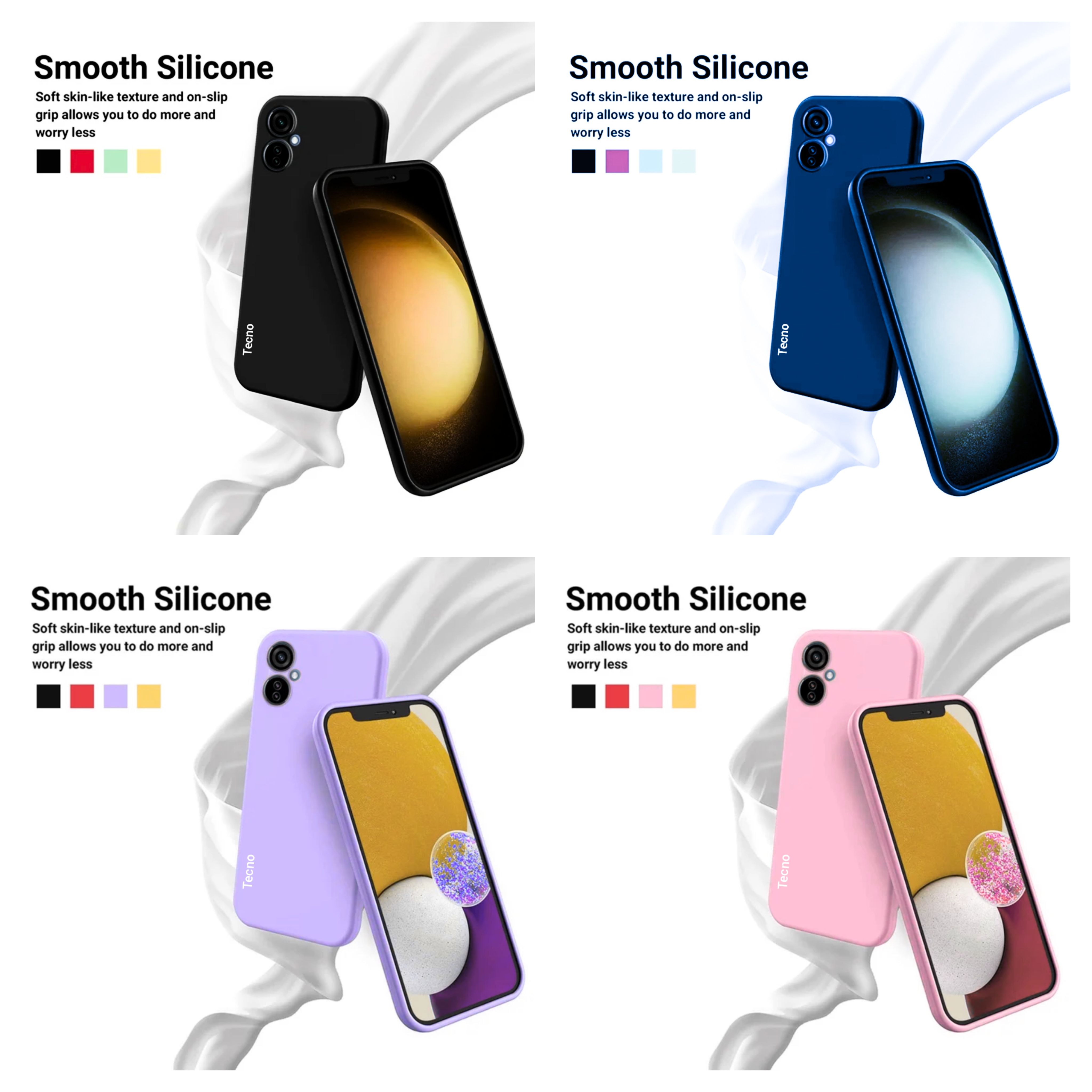 Tecno Camon 19 / Camon 19 Pro Original liquid Silicone phone Case/Cover  available in Black, Blue, Light Purple ( Lilac) & Pink