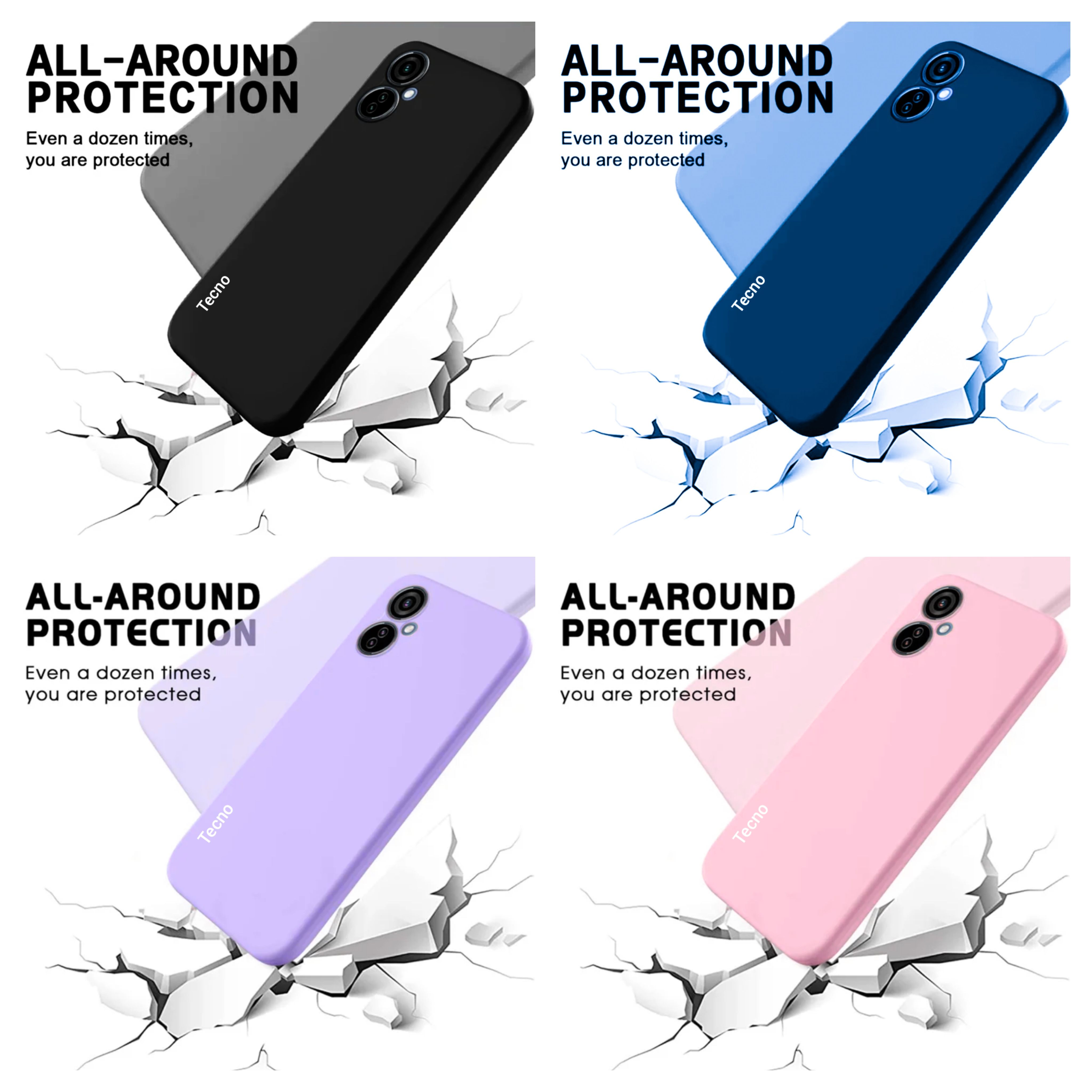 Tecno Camon 19 / Camon 19 Pro Original liquid Silicone phone Case/Cover  available in Black, Blue, Light Purple ( Lilac) & Pink