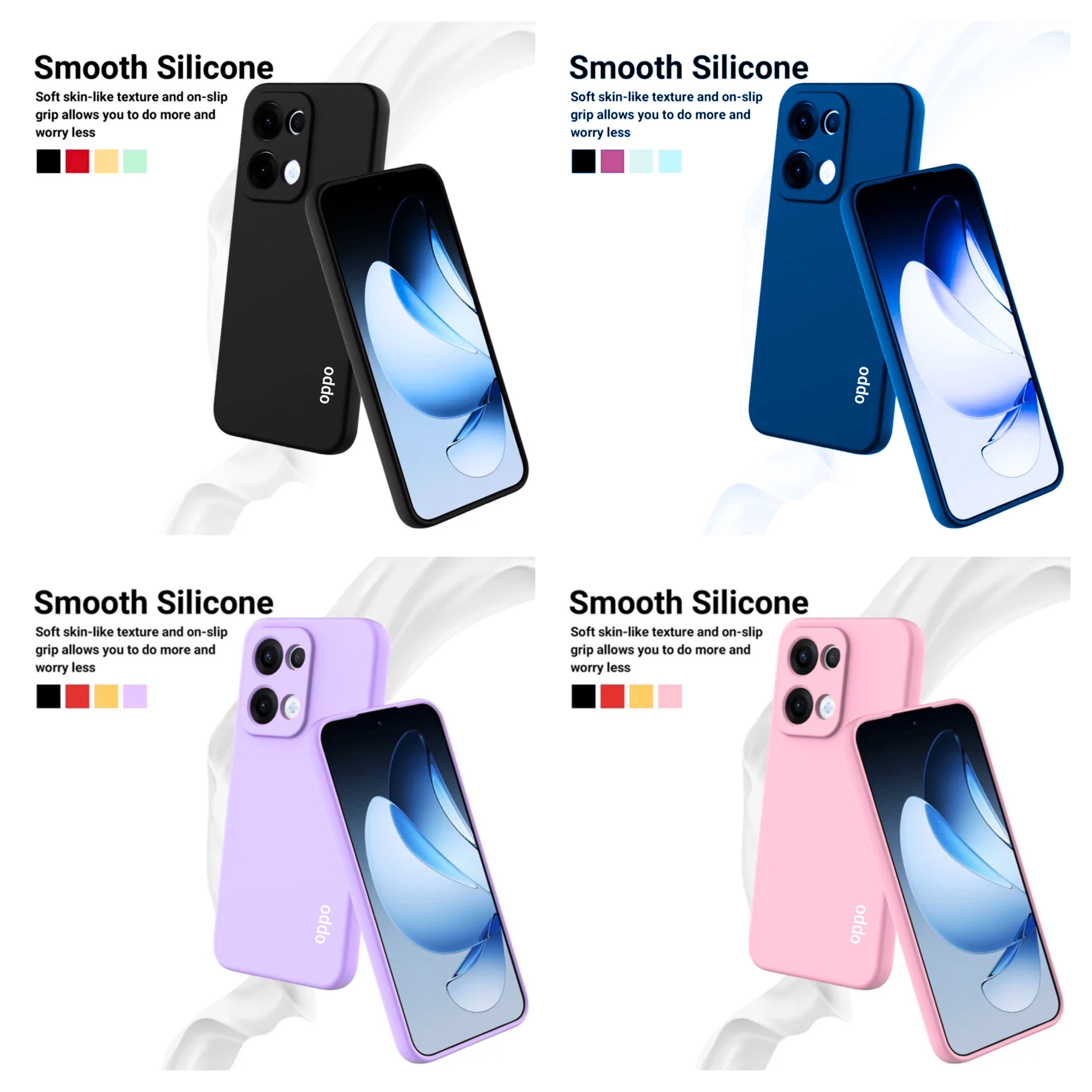 Oppo Reno 13 Original Liquid Silicone Phone Case/Cover available in Black, Blue, Light Purple (Lilac) & Pink