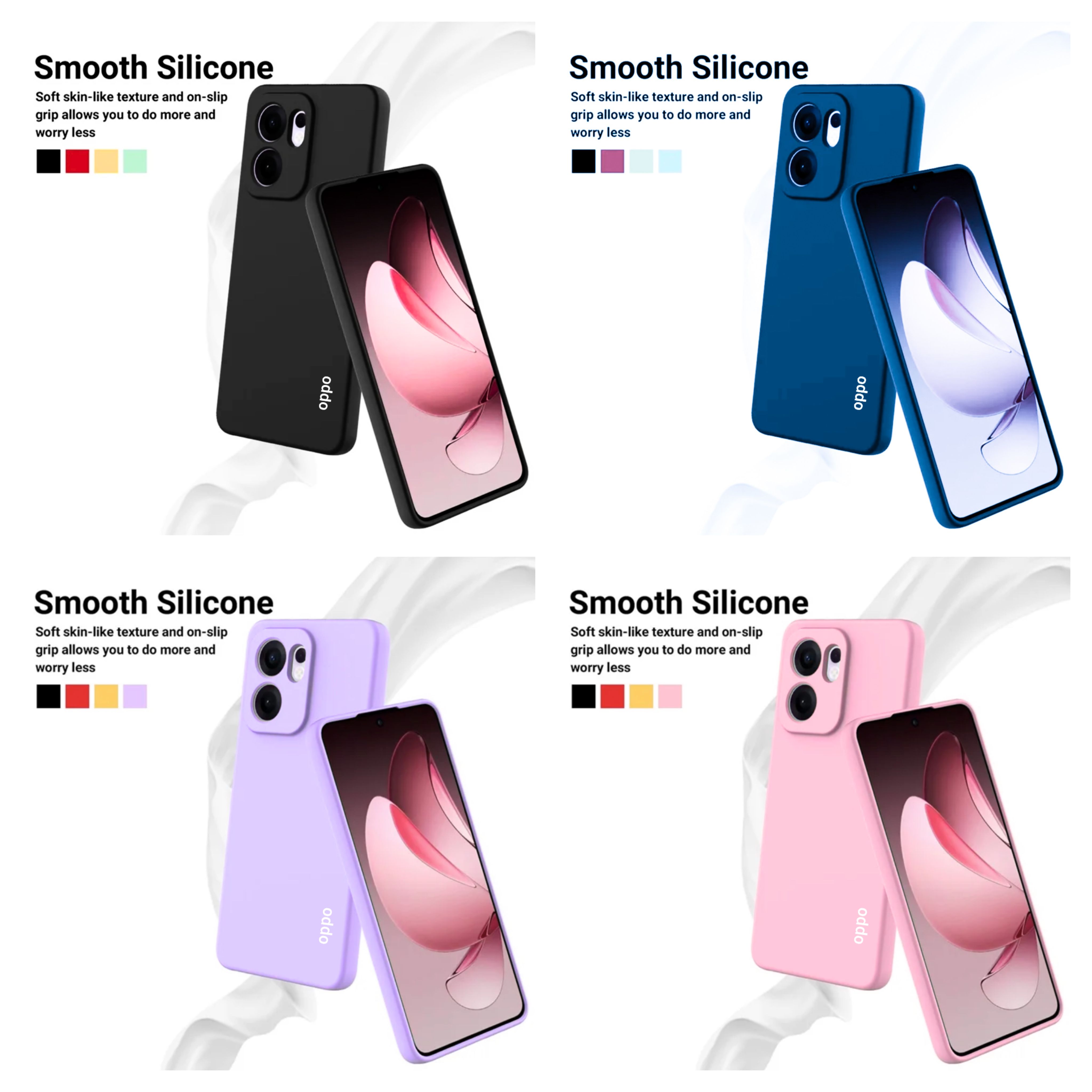 Oppo Reno 13 F (4G & 5G) / Reno 13Fs / Reno 13Fs 5G Original Liquid Silicone phone Case/ Cover available in Black ,Blue, Light Purple (Lilac) & Pink