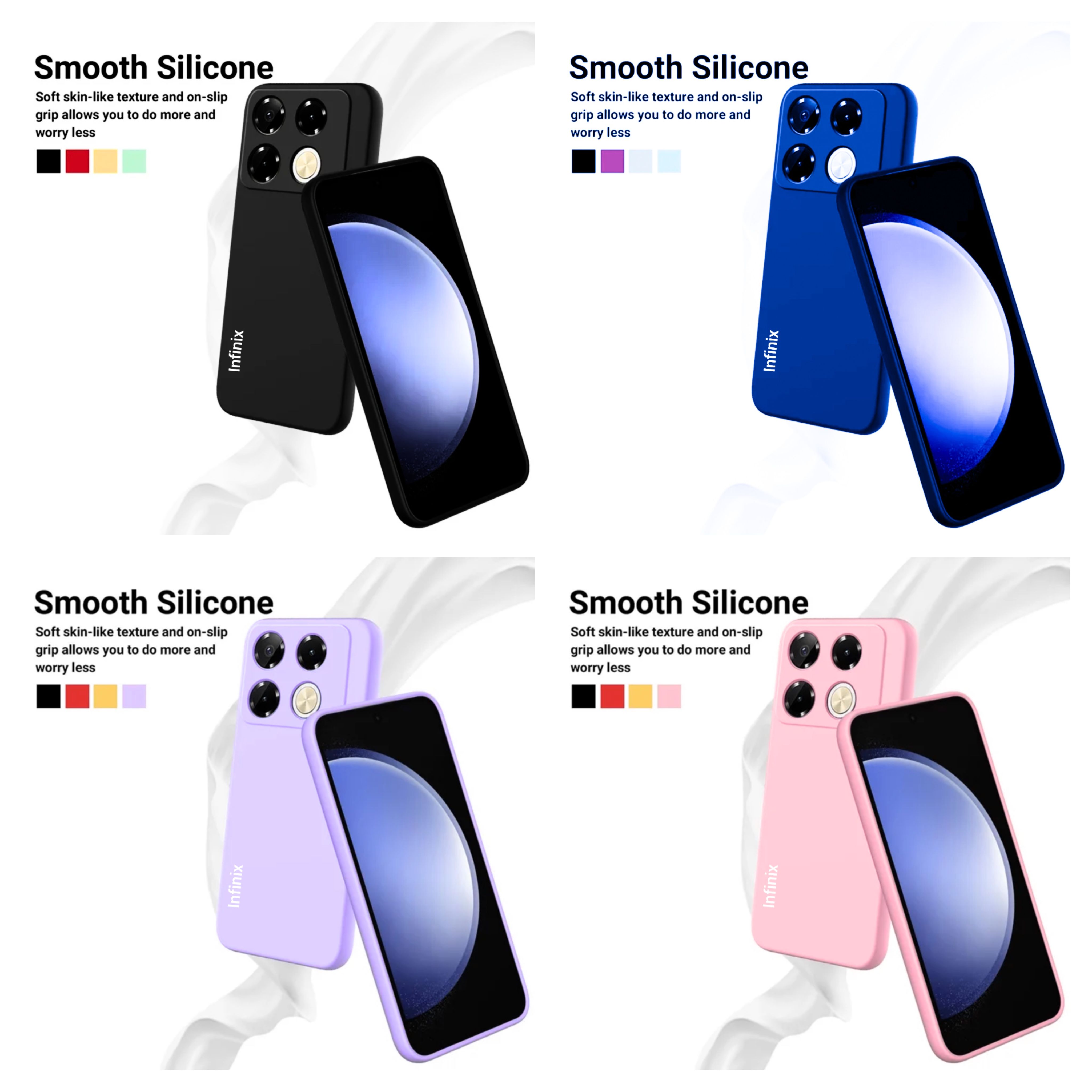 Infinix Note 40 Pro 4G Original liquid Silicone Phone Case/Cover available in Black, Blue, Light Purple (lilac) & pink