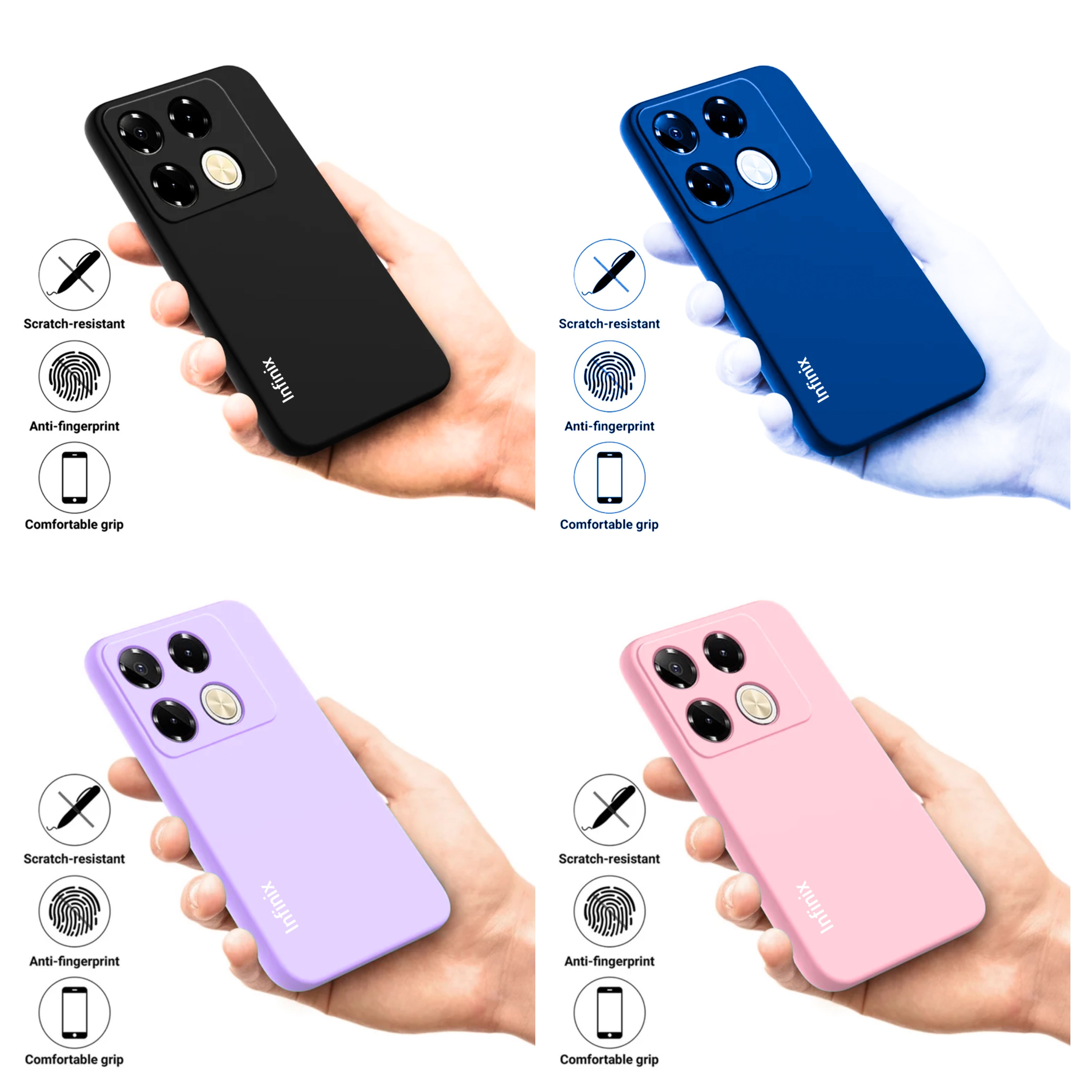 Infinix Note 40 Pro 4G Original liquid Silicone Phone Case/Cover available in Black, Blue, Light Purple (lilac) & pink