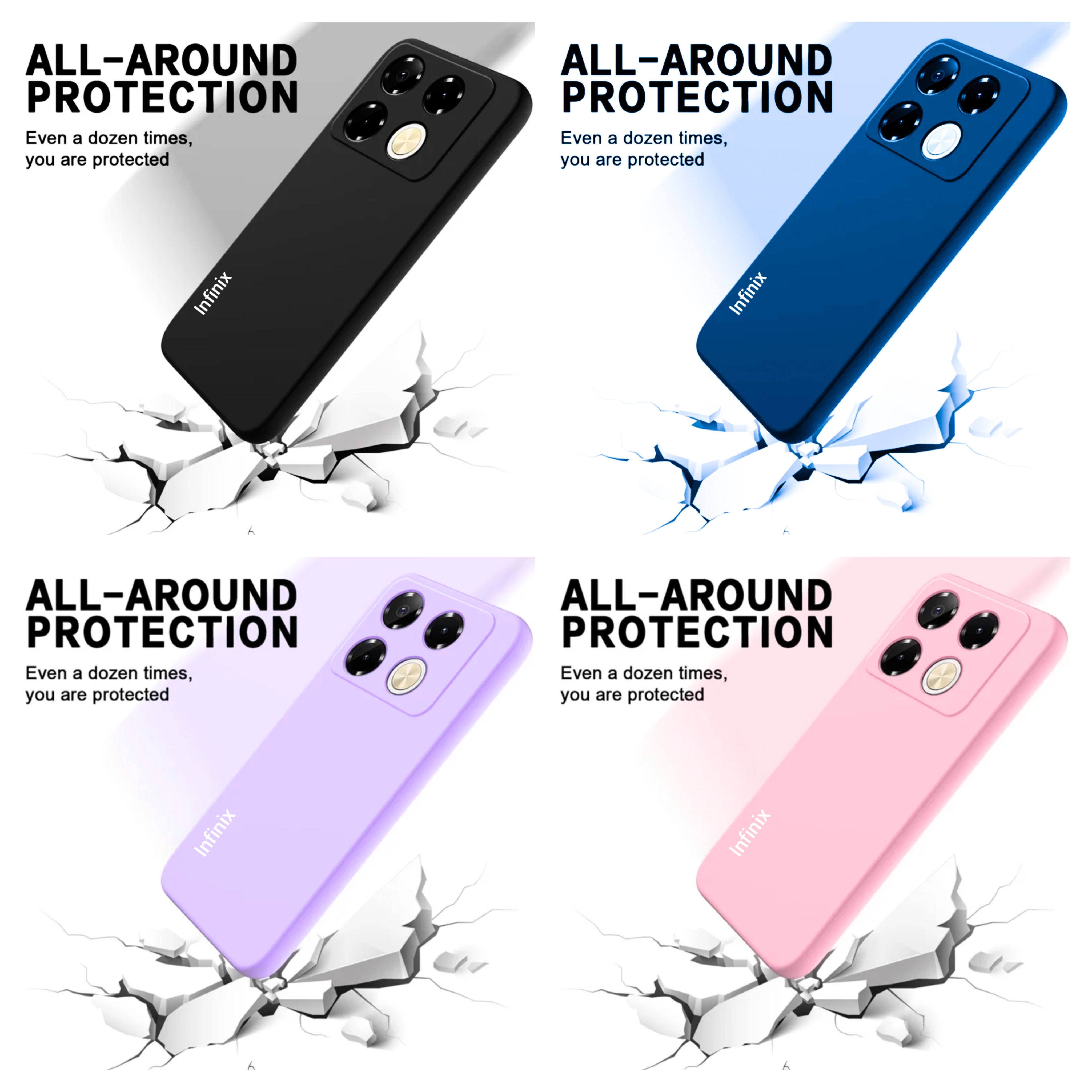 Infinix Note 40 Pro 4G Original liquid Silicone Phone Case/Cover available in Black, Blue, Light Purple (lilac) & pink