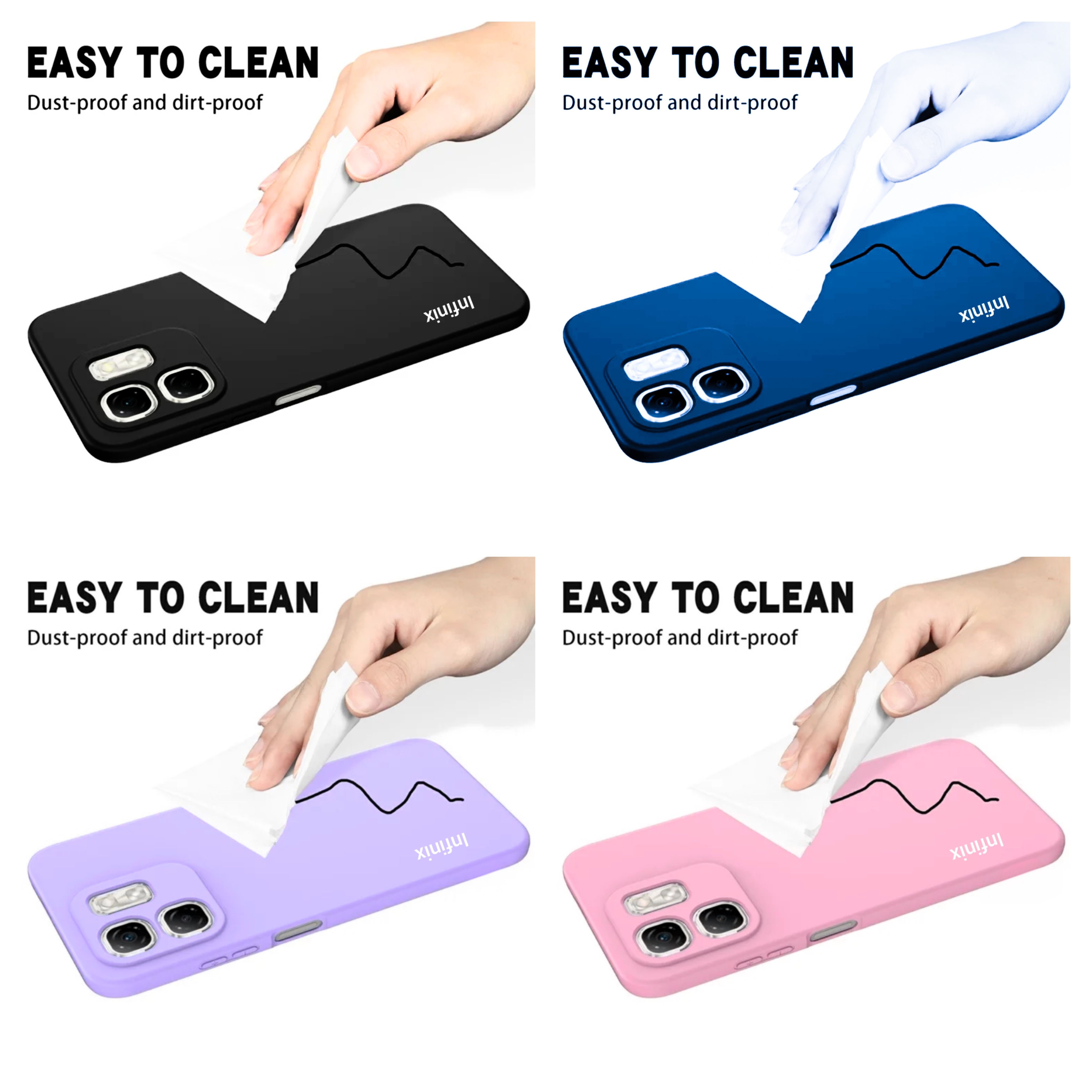 Infinix Hot 50i / Smart 9 Original Liquid Silicone Phone Case/Cover  available in Black, Blue, Light Purple ( Lilac) & Pink