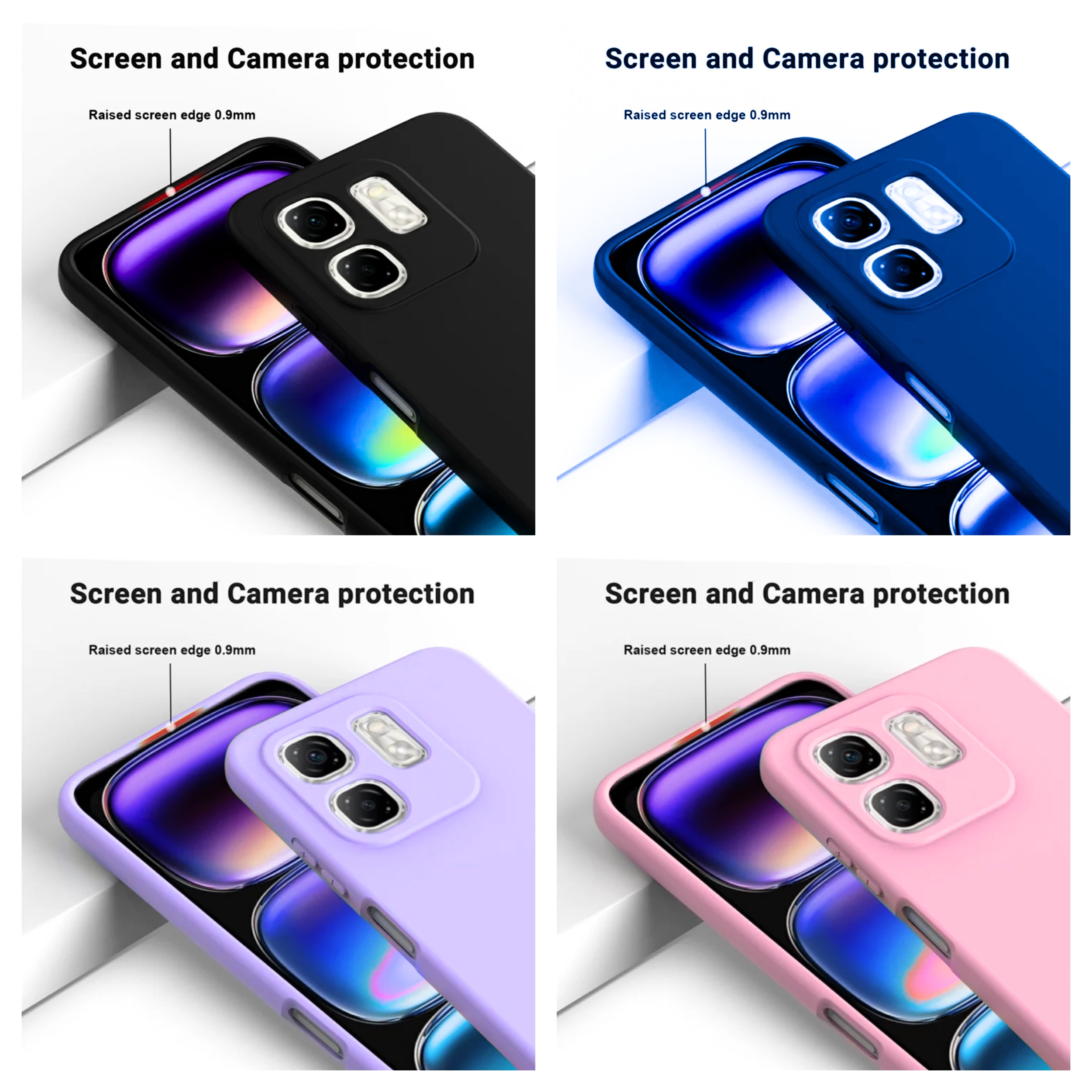 Infinix Hot 50i / Smart 9 Original Liquid Silicone Phone Case/Cover  available in Black, Blue, Light Purple ( Lilac) & Pink
