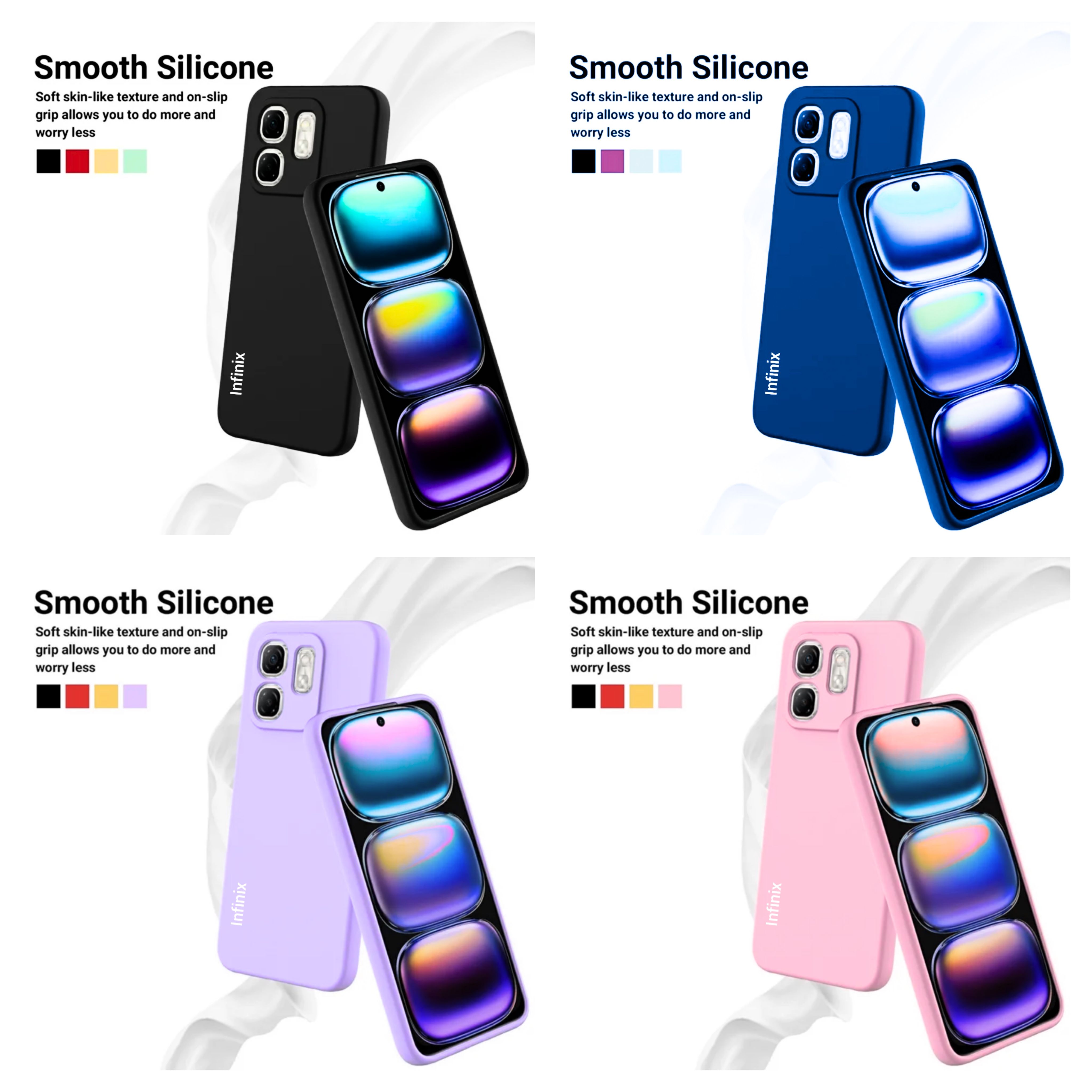 Infinix Hot 50i / Smart 9 Original Liquid Silicone Phone Case/Cover  available in Black, Blue, Light Purple ( Lilac) & Pink