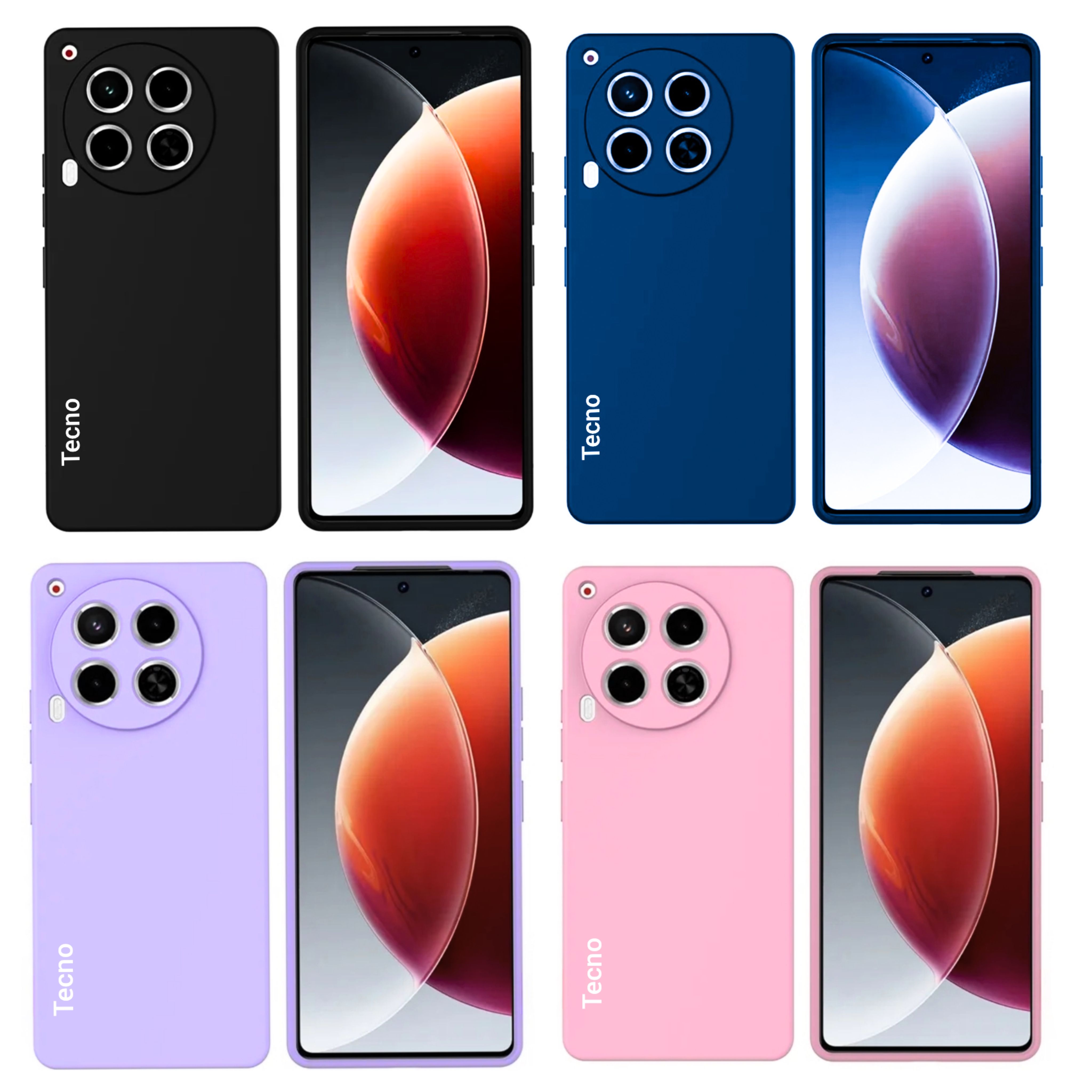 Tecno Camon 30 4g Original Liquid Silicone Phone Case/Cover  available in Black, Blue, Light Purple (Lilac) & Pink