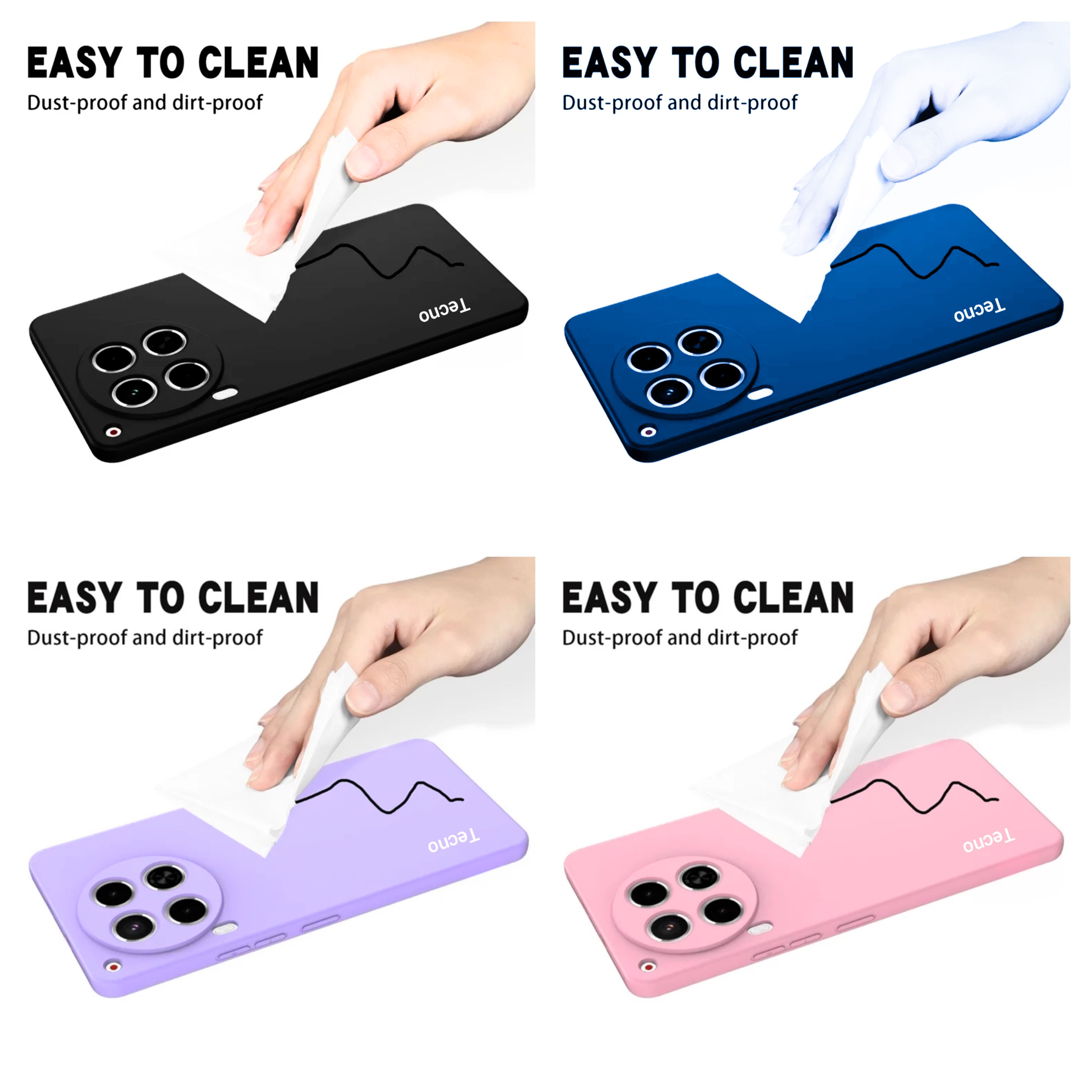 Tecno Camon 30 4g Original Liquid Silicone Phone Case/Cover  available in Black, Blue, Light Purple (Lilac) & Pink