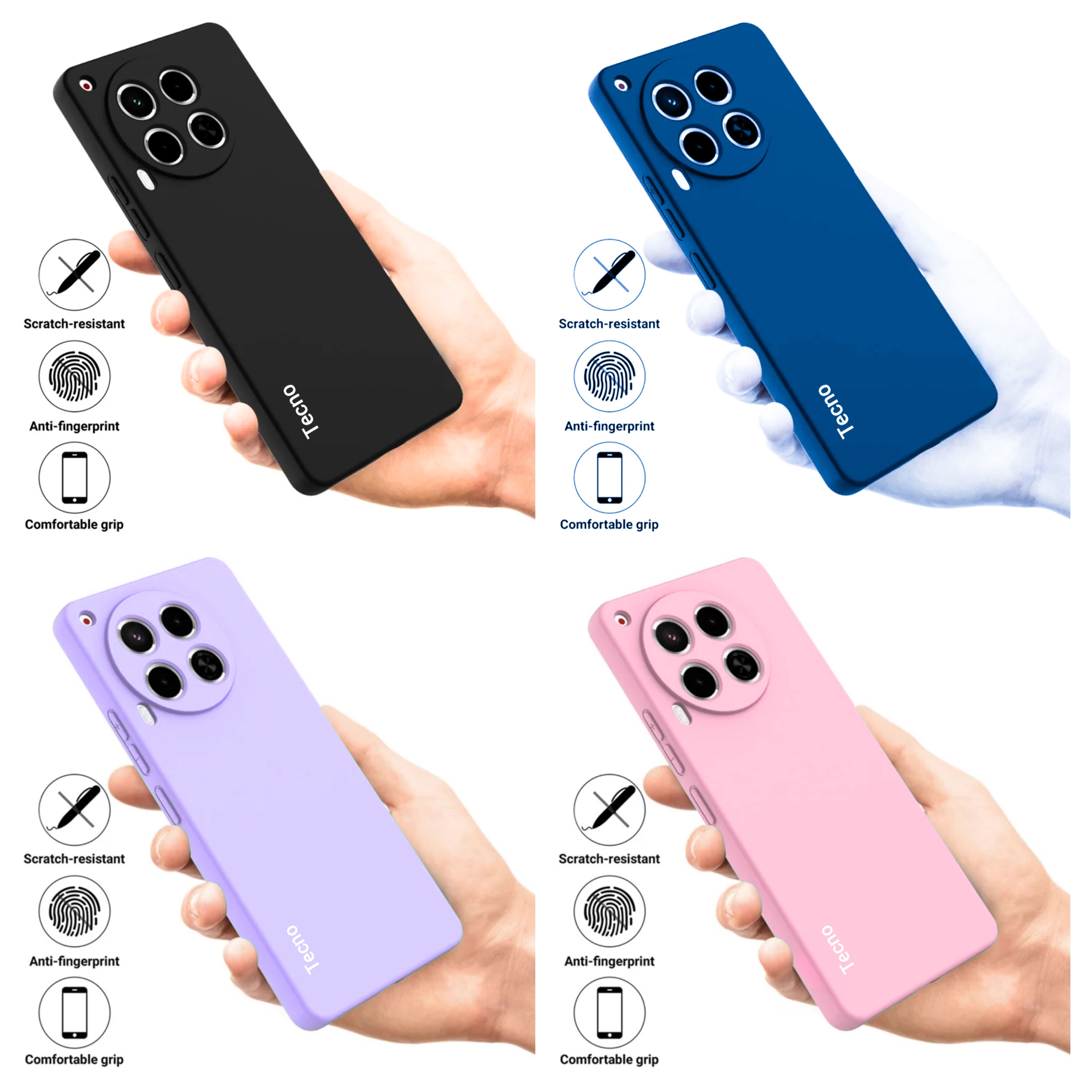 Tecno Camon 30 4g Original Liquid Silicone Phone Case/Cover  available in Black, Blue, Light Purple (Lilac) & Pink