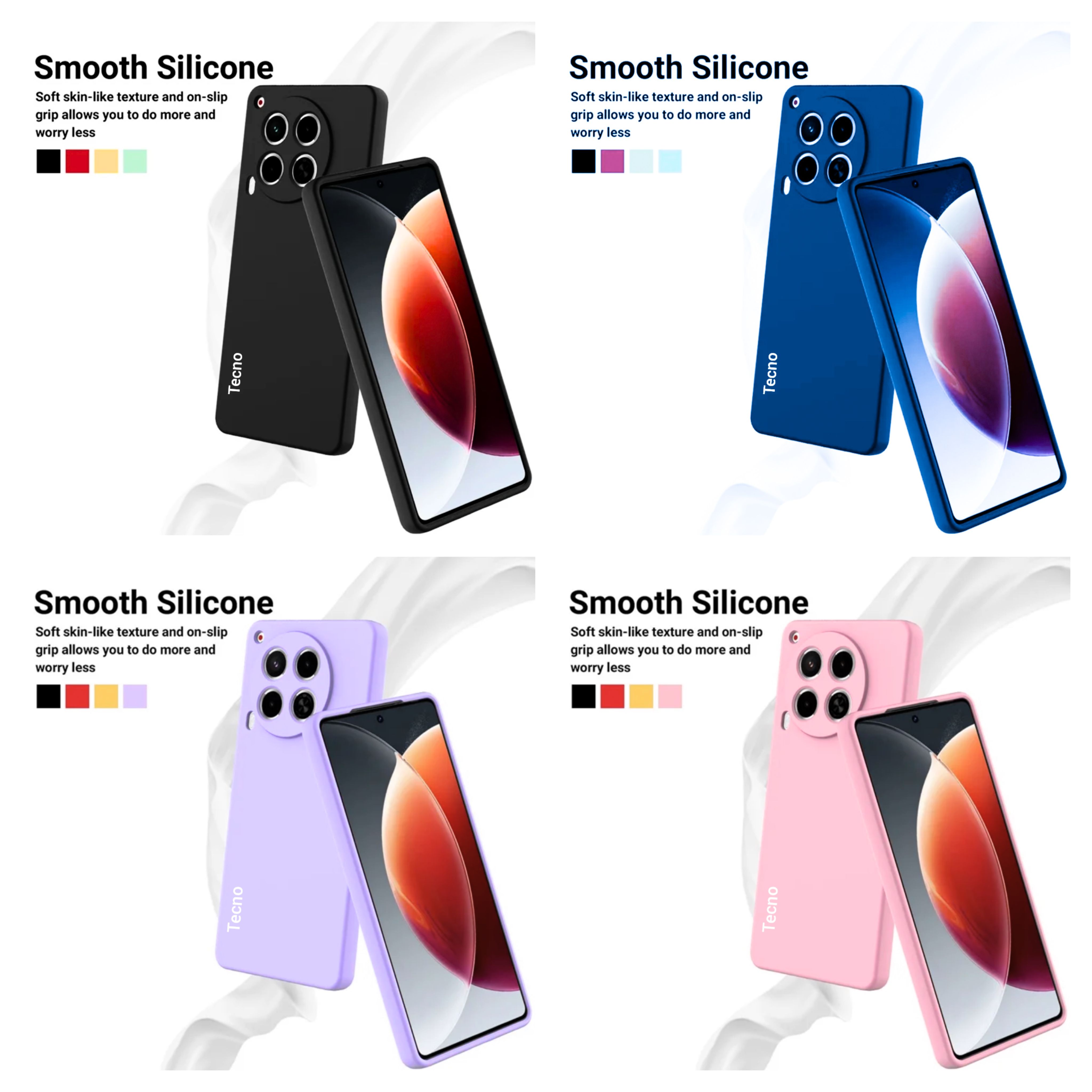 Tecno Camon 30 4g Original Liquid Silicone Phone Case/Cover  available in Black, Blue, Light Purple (Lilac) & Pink