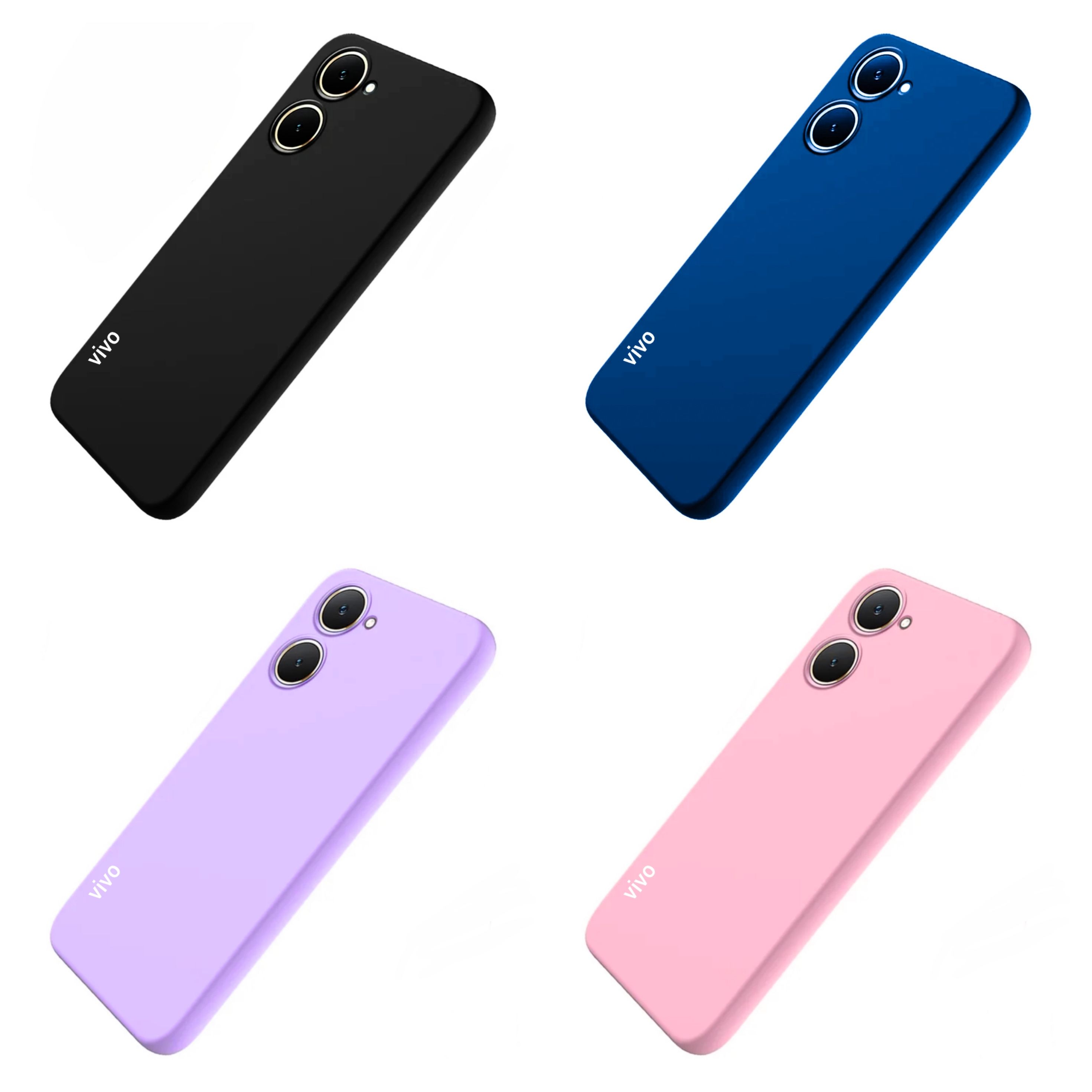 Vivo Y03 Original Liquid Silicone Phone Case/Cover available in Black, Blue, Light Purple (Lilac) & Pink