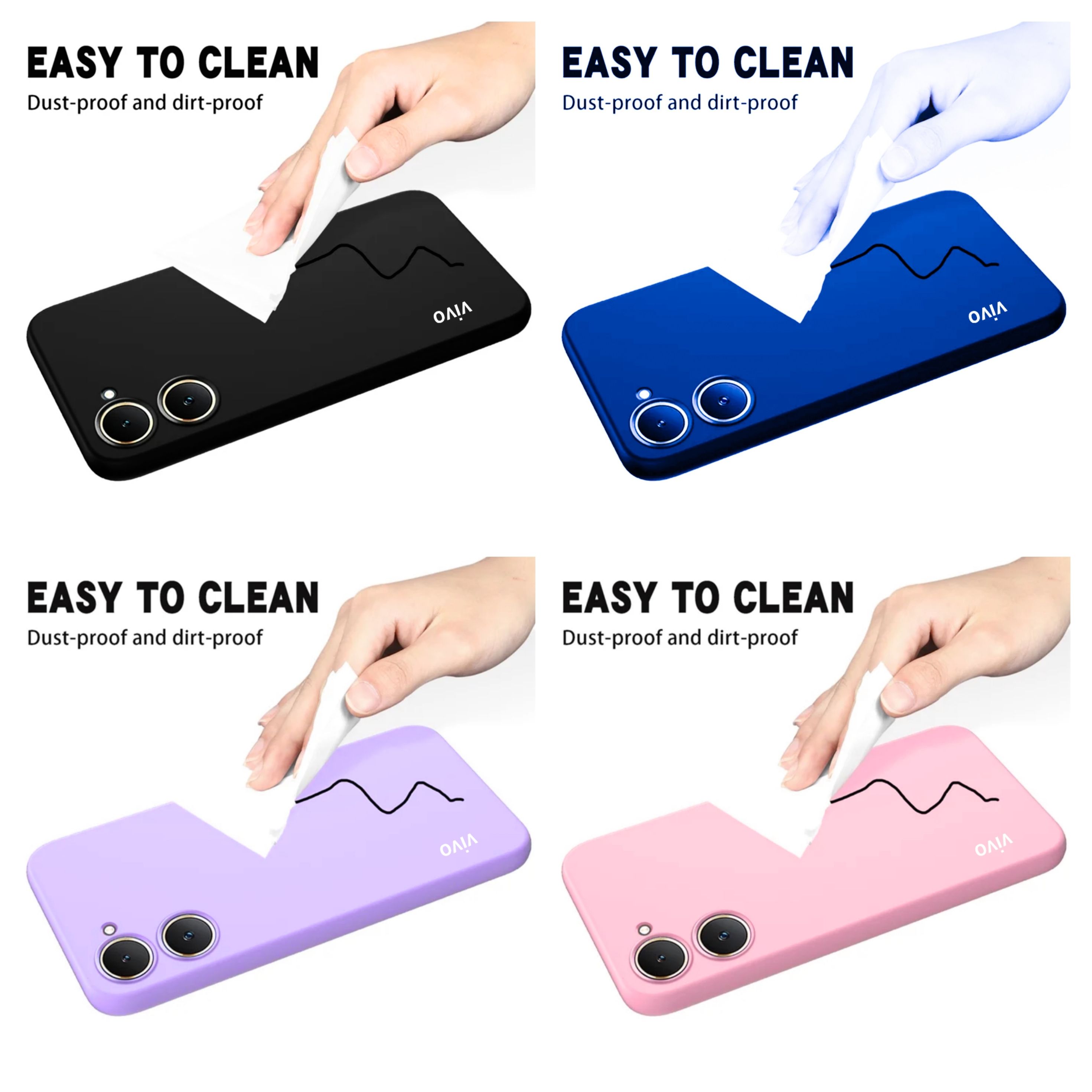 Vivo Y03 Original Liquid Silicone Phone Case/Cover available in Black, Blue, Light Purple (Lilac) & Pink