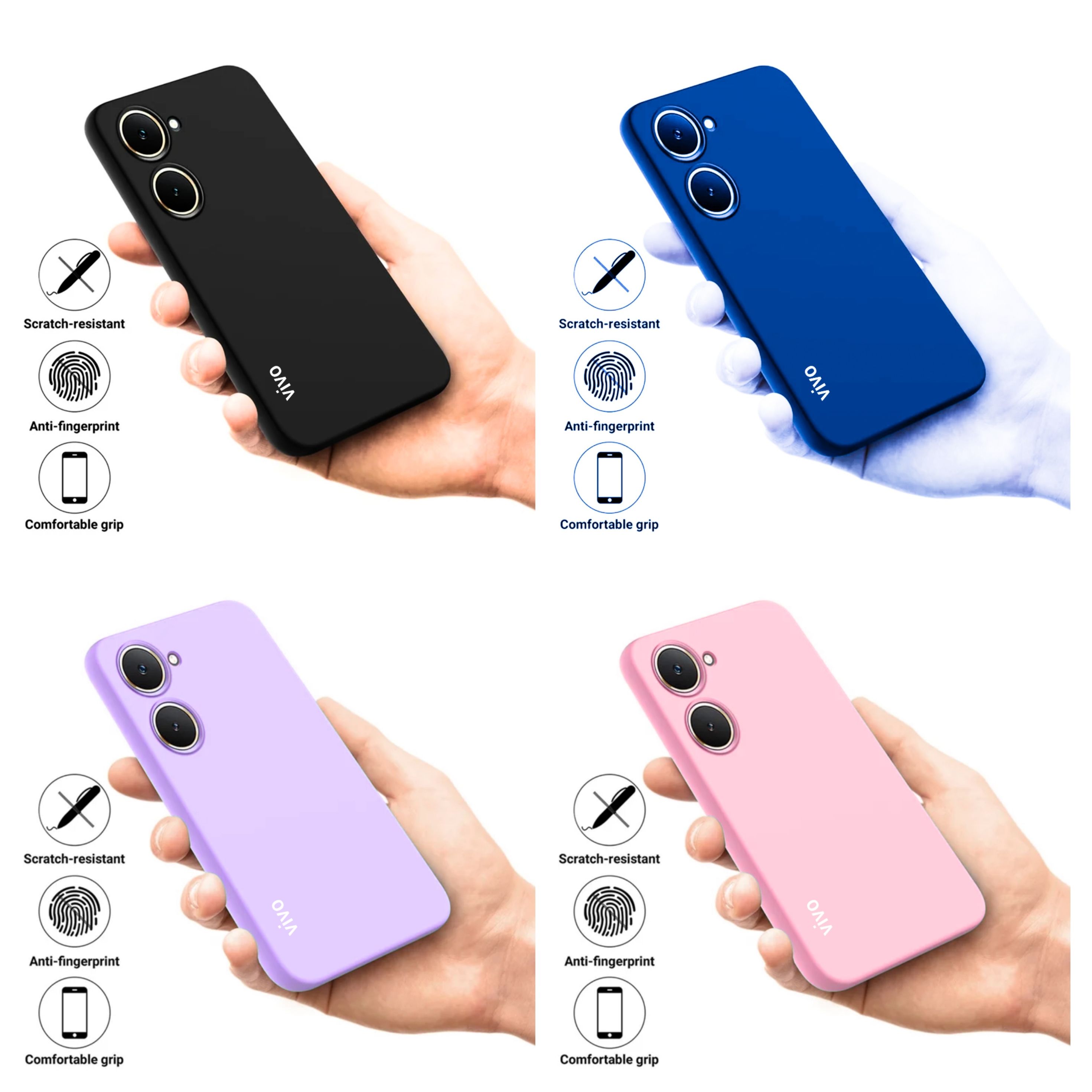Vivo Y03 Original Liquid Silicone Phone Case/Cover available in Black, Blue, Light Purple (Lilac) & Pink