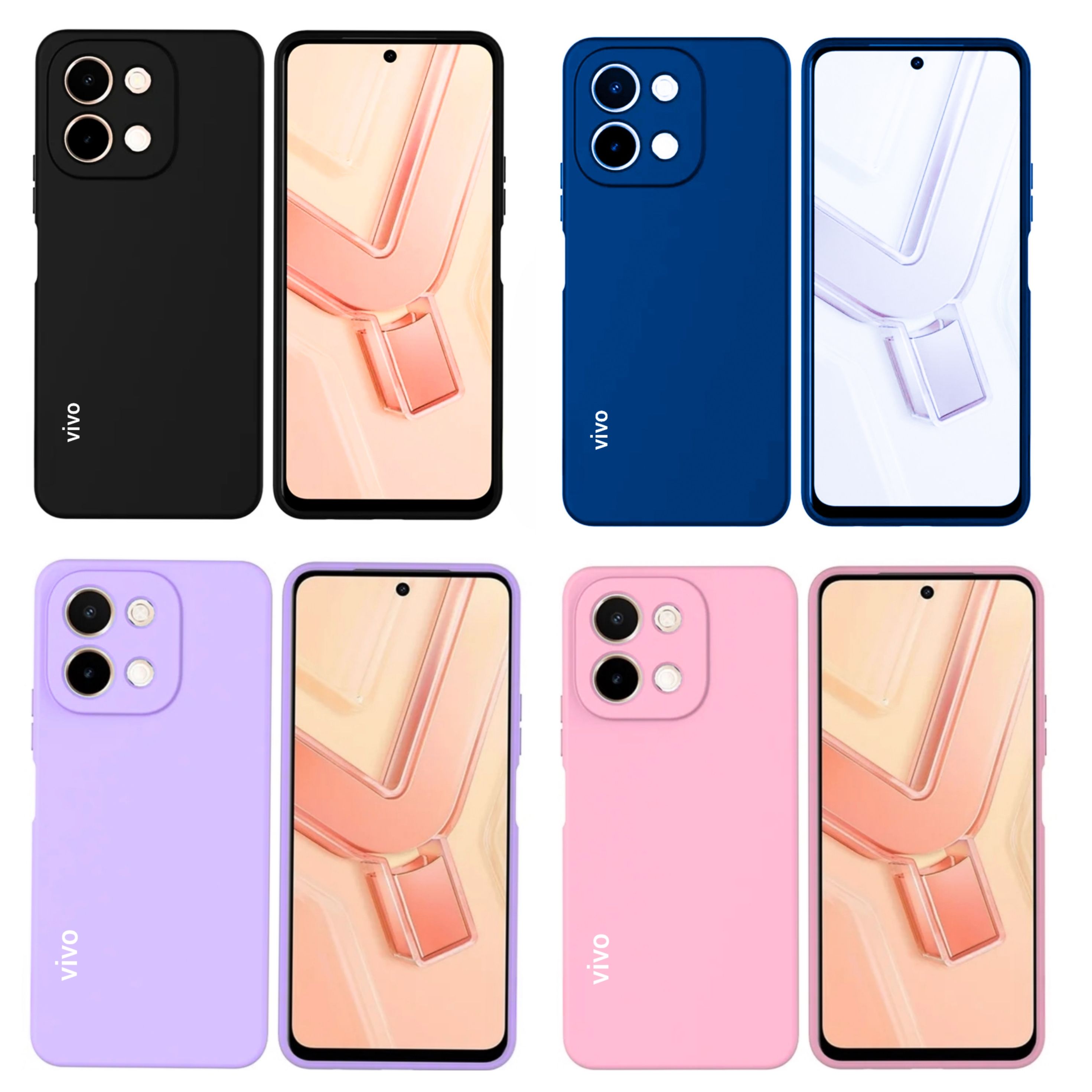 Vivo Y28 4G Original Liquid Silicone Phone Case/Cover available in Black, Blue, Light Purple (Lilac) & Pink