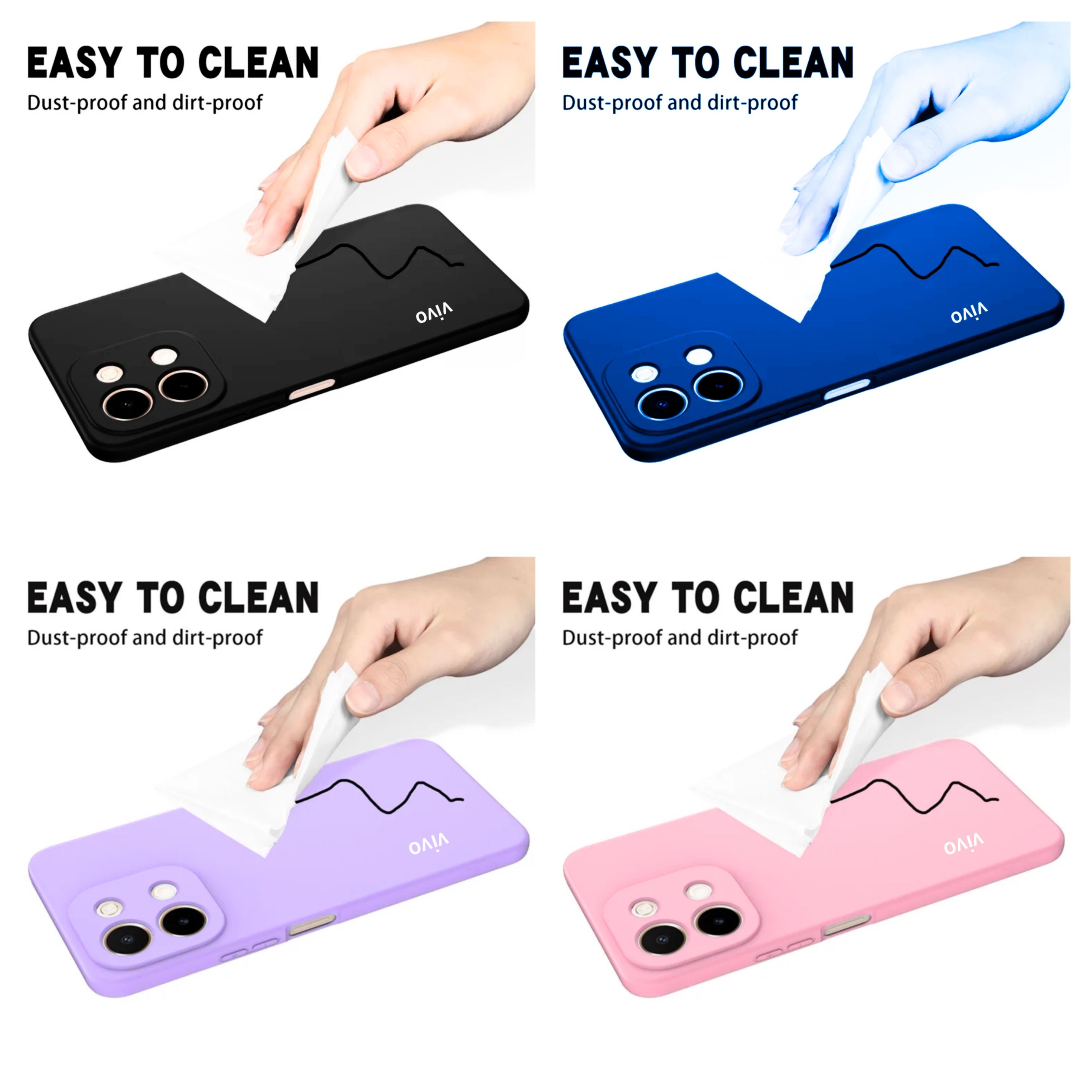 Vivo Y28 4G Original Liquid Silicone Phone Case/Cover available in Black, Blue, Light Purple (Lilac) & Pink