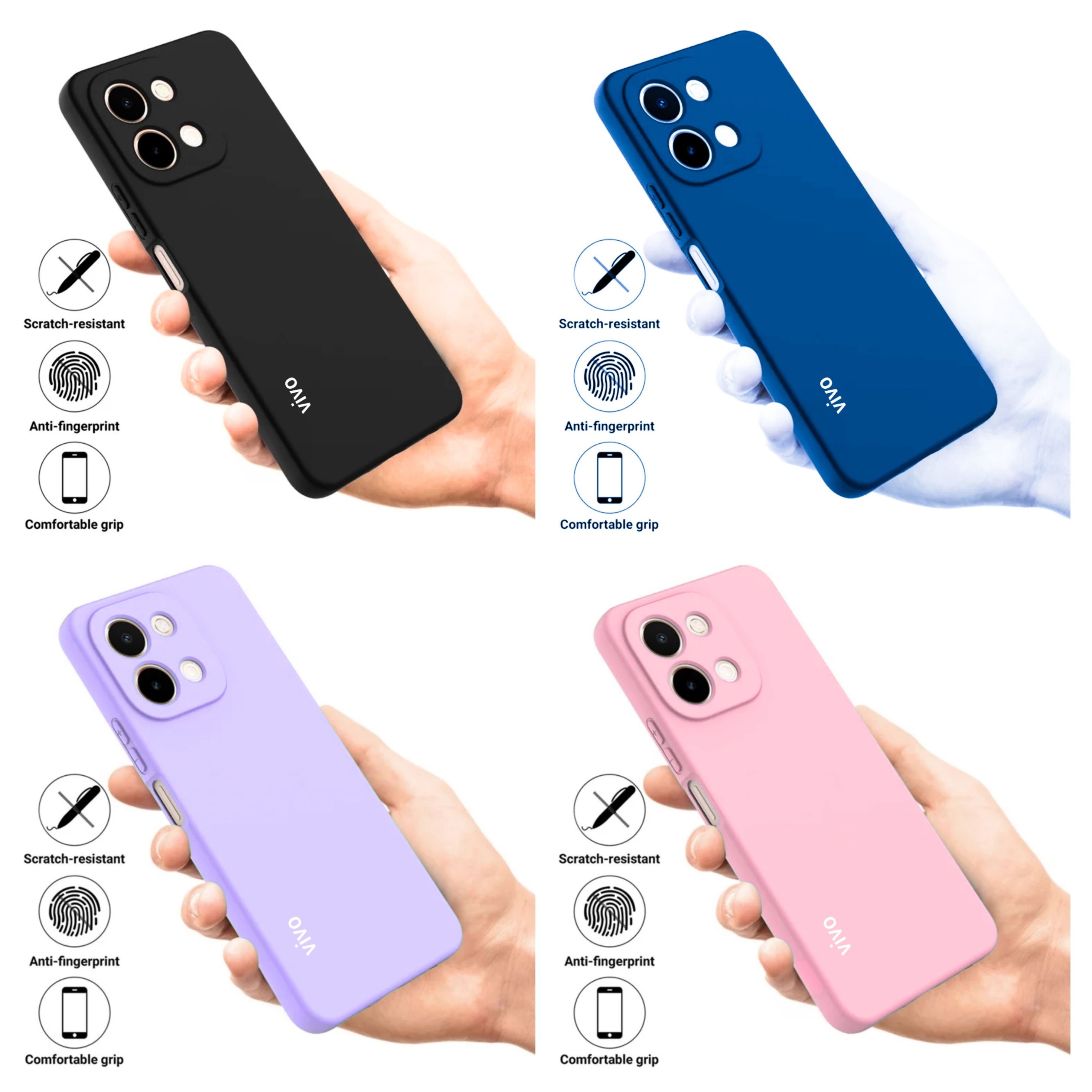 Vivo Y28 4G Original Liquid Silicone Phone Case/Cover available in Black, Blue, Light Purple (Lilac) & Pink