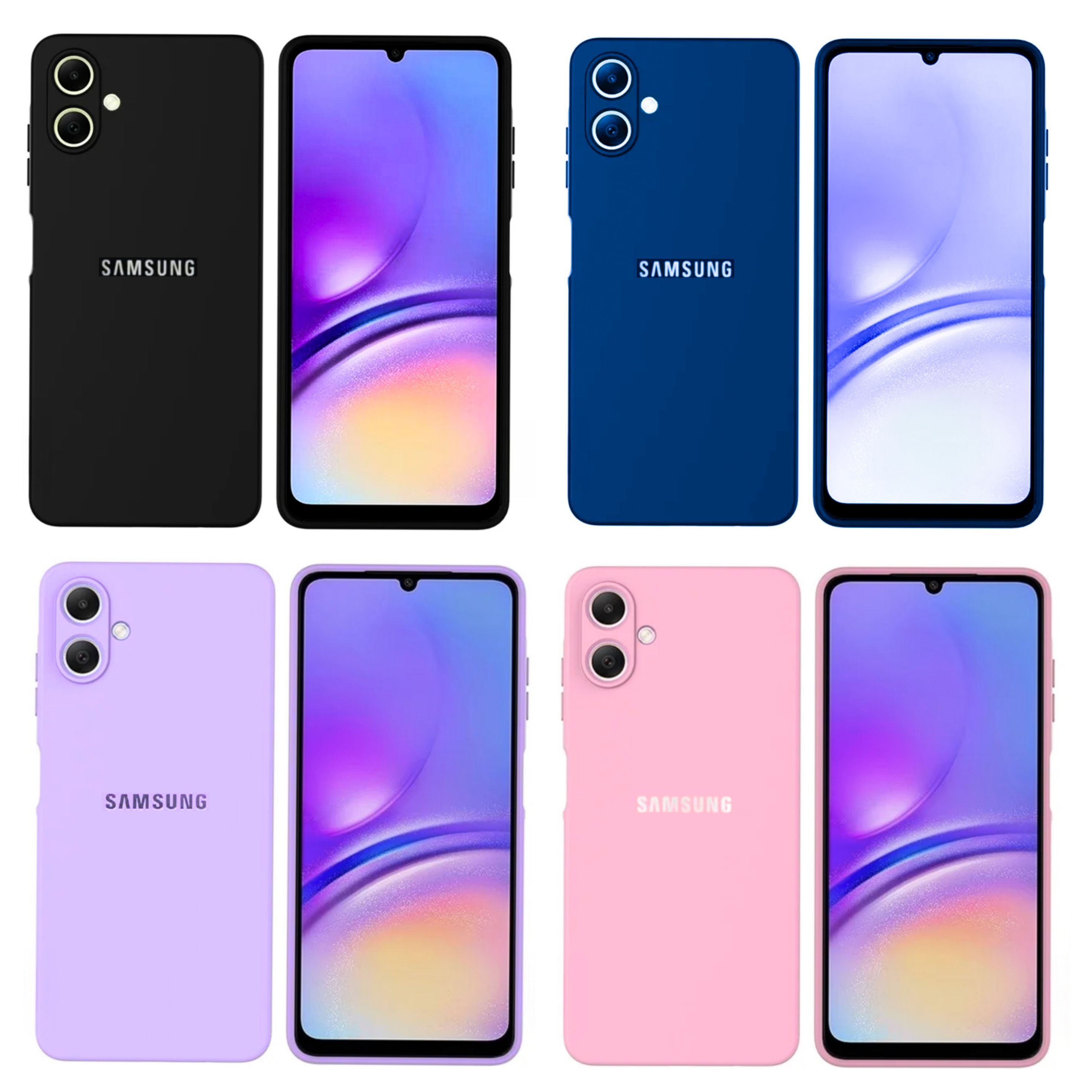 Samsung Galaxy A04/A04e/M04/F04 , A05 , A06 , A07 Original Liquid Silicone Phone Case/Cover available in Black, Blue, Light Purple (Lilac) & Pink