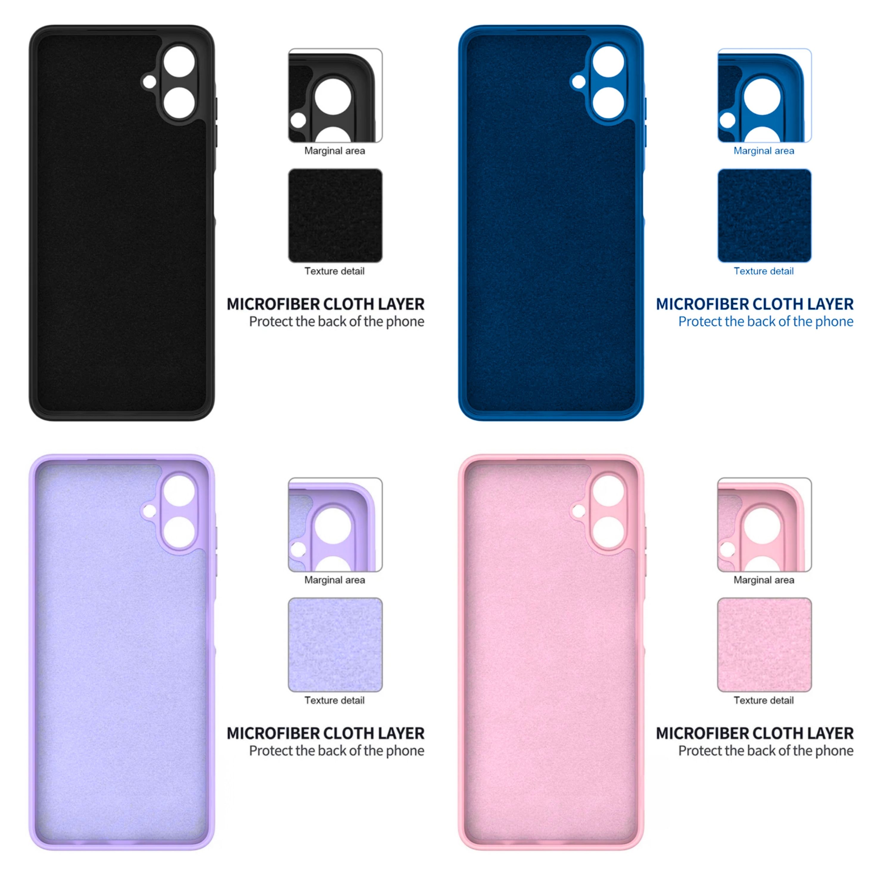 Samsung Galaxy A04/A04e/M04/F04 , A05 , A06 , A07 Original Liquid Silicone Phone Case/Cover available in Black, Blue, Light Purple (Lilac) & Pink