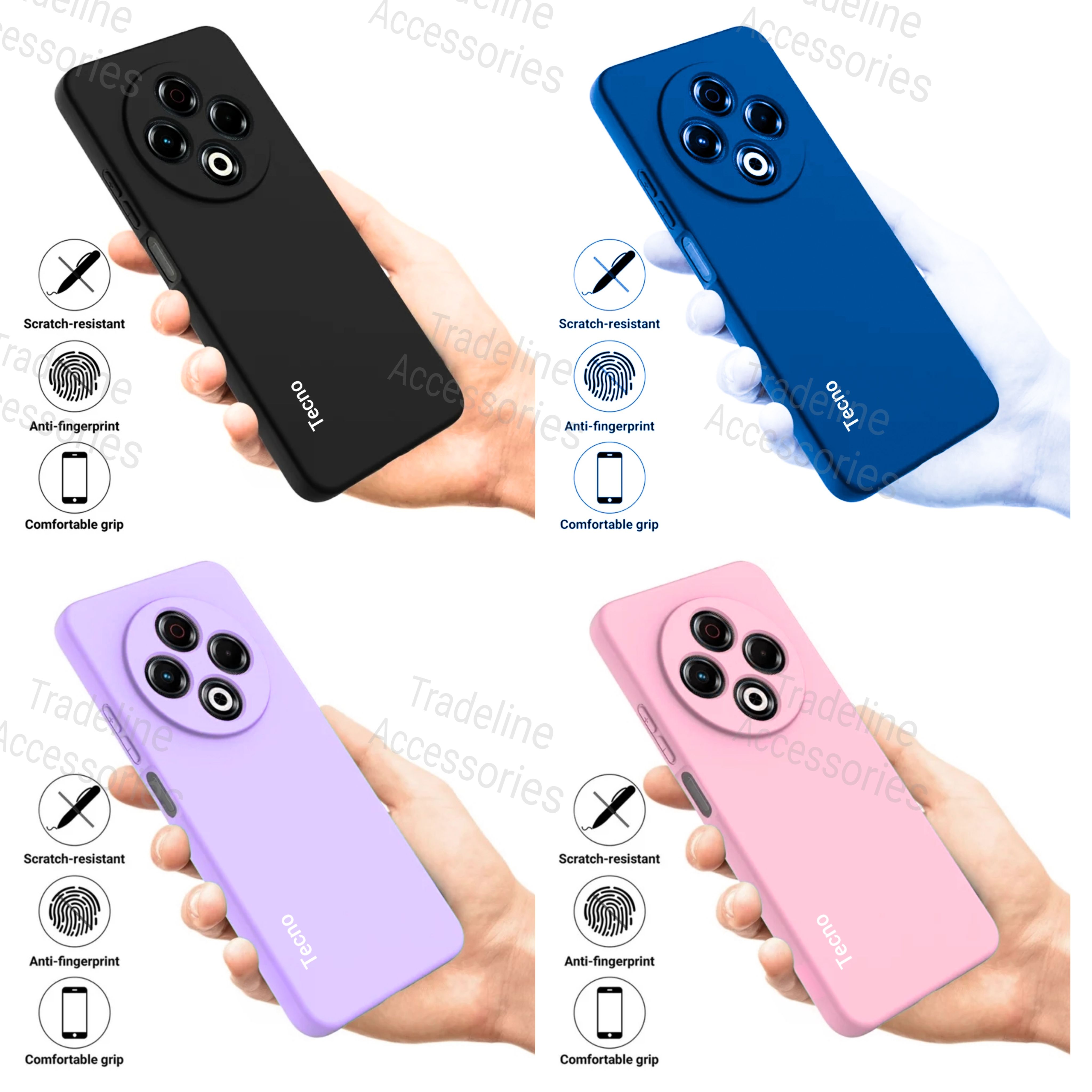 Tecno Spark 30 , Spark 30C Original Liquid Silicone Phone Case/Cover available in Black,Blue ,Light Purple(Lilac) & Pink