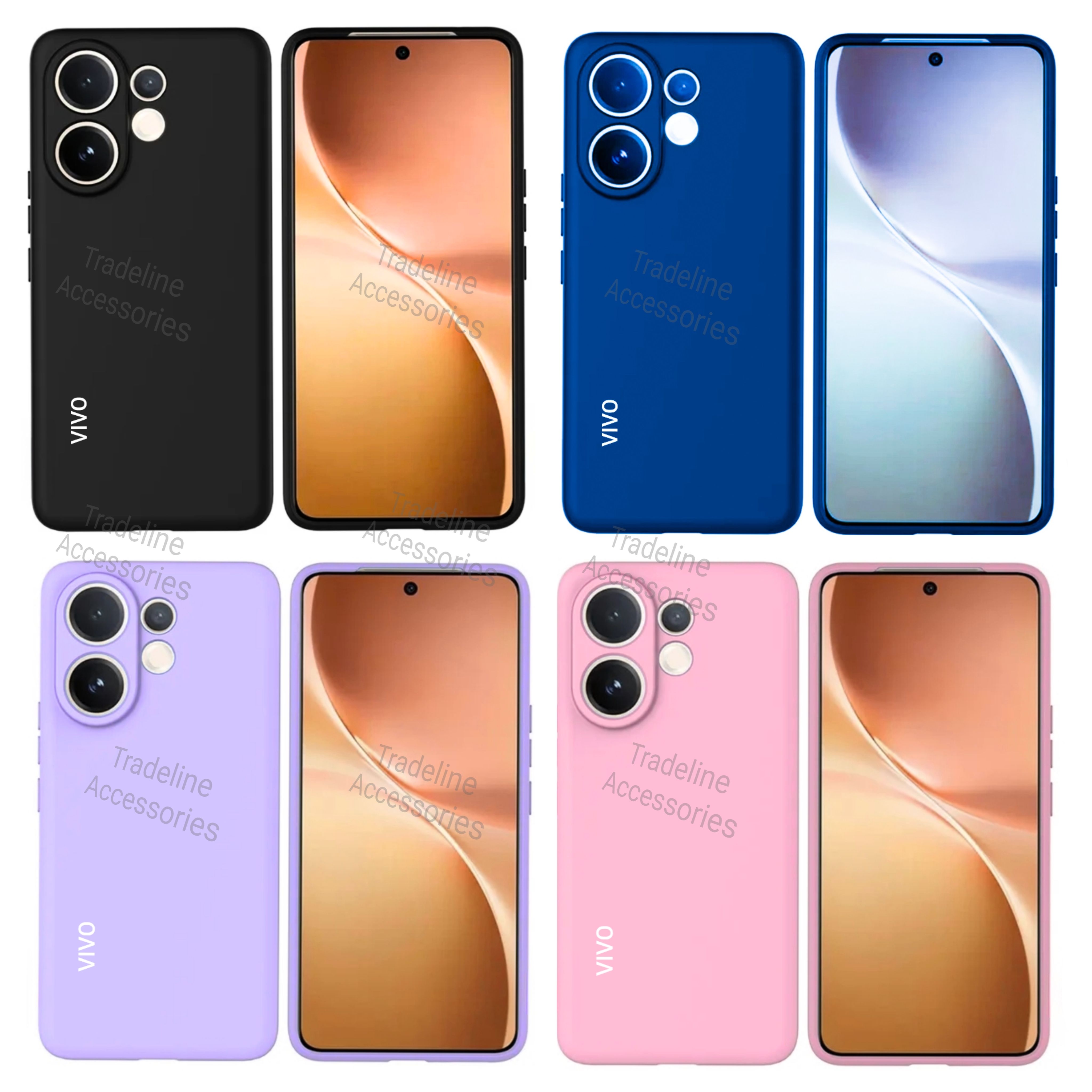 Vivo V60 5G Original Liquid Silicone Phone Case/Cover available in Black,Blue ,Light Purple(Lilac) & Pink