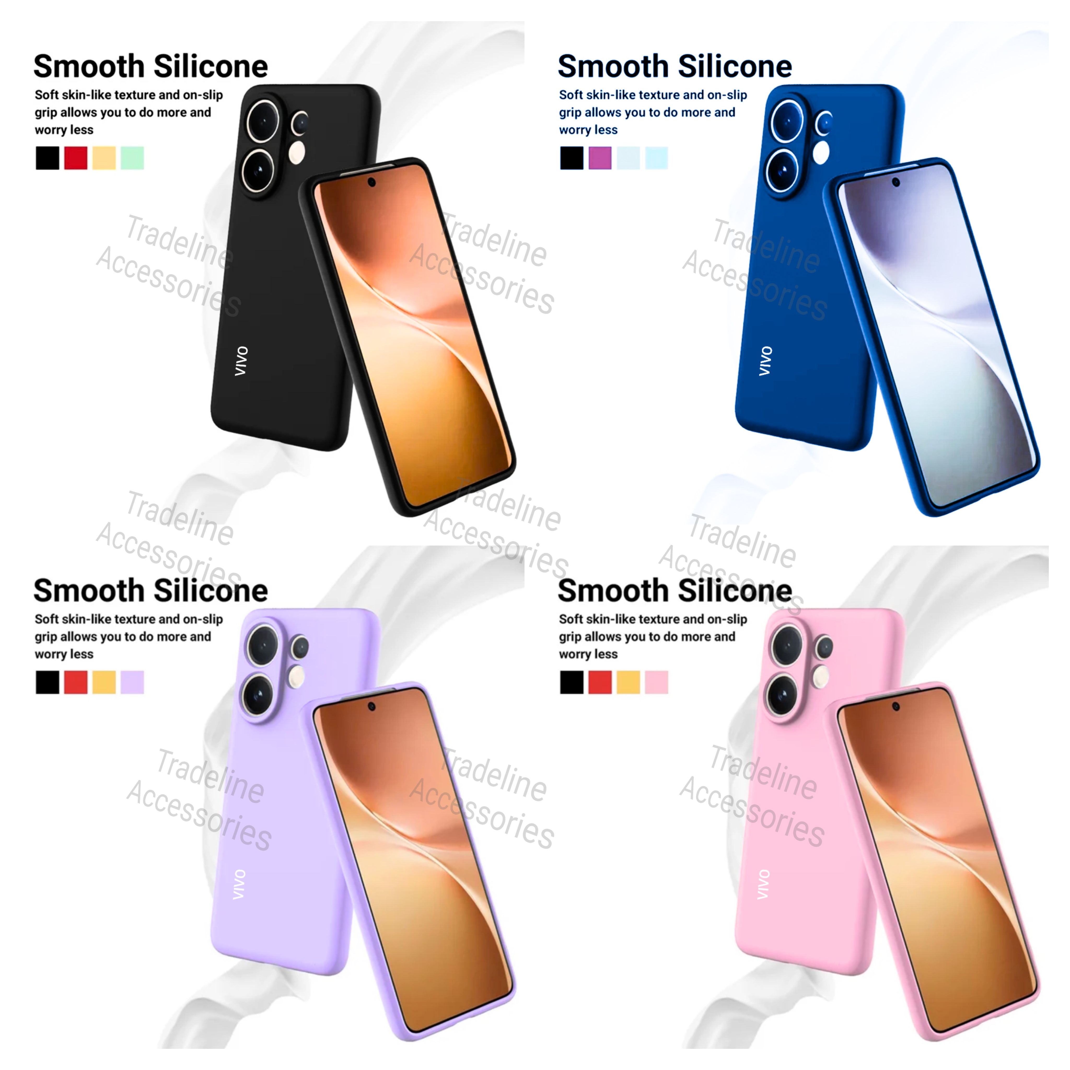 Vivo V60 5G Original Liquid Silicone Phone Case/Cover available in Black,Blue ,Light Purple(Lilac) & Pink
