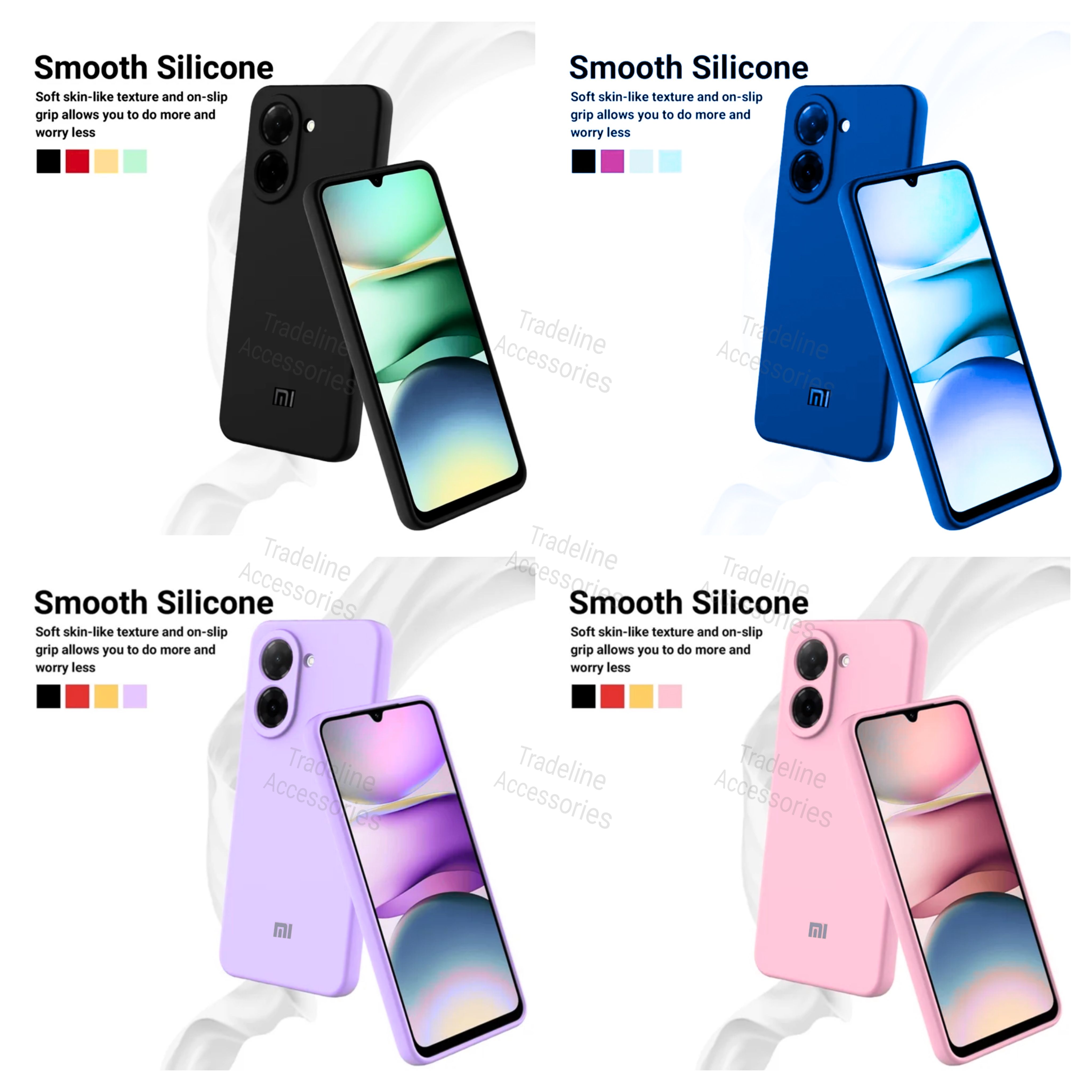 Redmi A5 / Poco C71 4G Original Liquid Silicone Phone Case/Cover  available in Black, Blue, Light Purple (lilac) & Pink