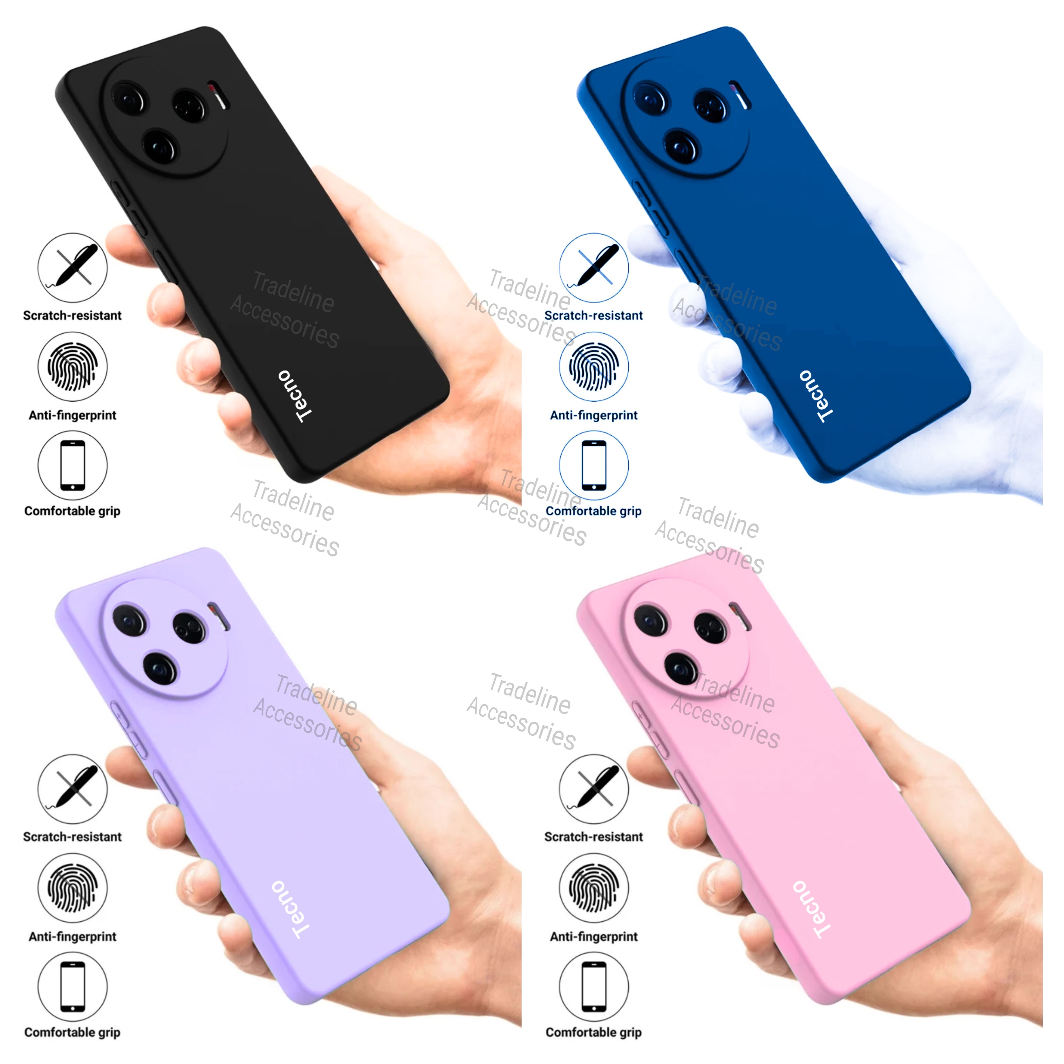 Tecno Camon 30 Pro 5G Original Liquid Silicone Phone Case/Cover available in Black, Blue, Light Purple (lilac) &Pink
