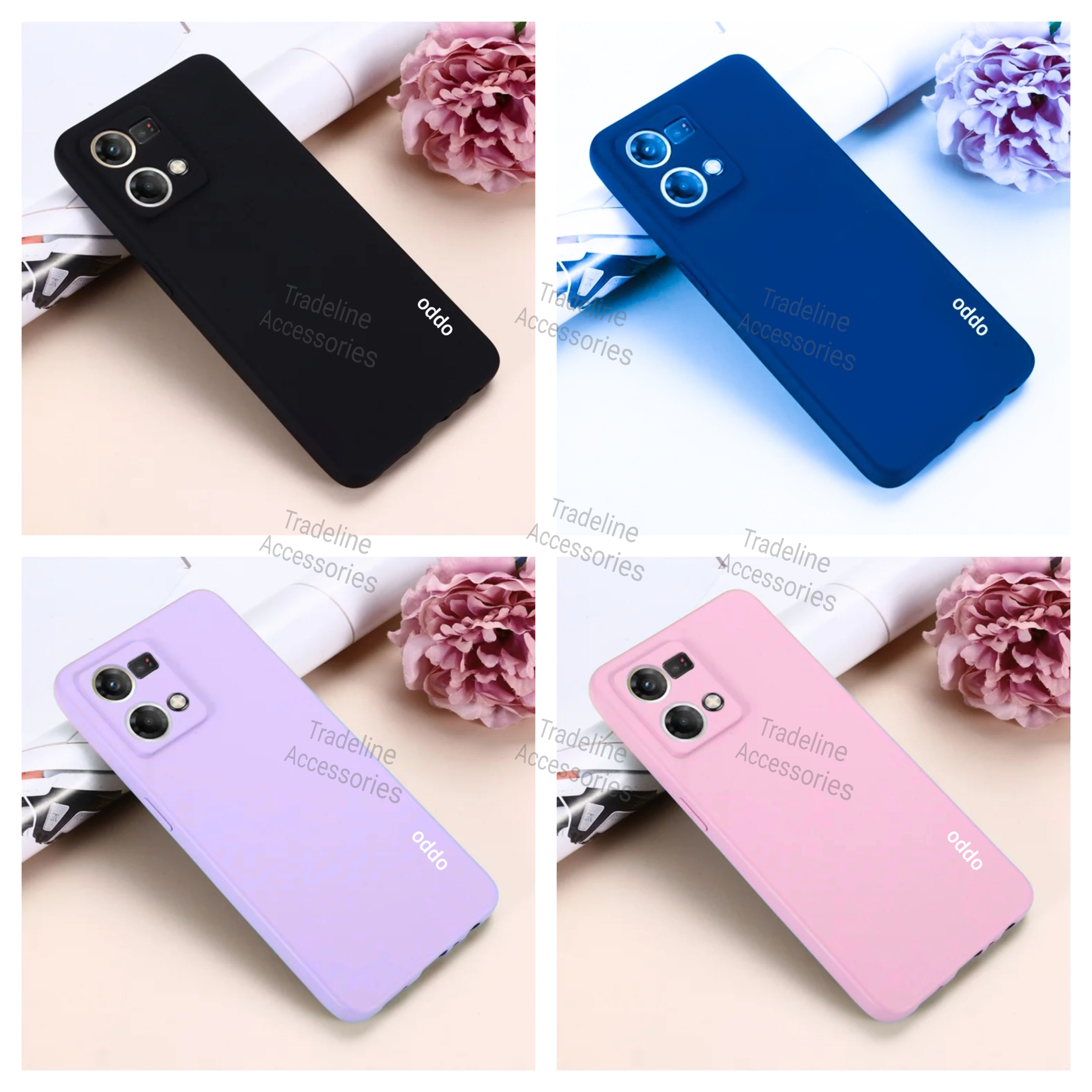 Oppo Reno 7 4G/ Reno 8 4G Original Liquid Silicone Phone Case/Cover available in Black, Blue, Light Purple (Lilac) & Pink
