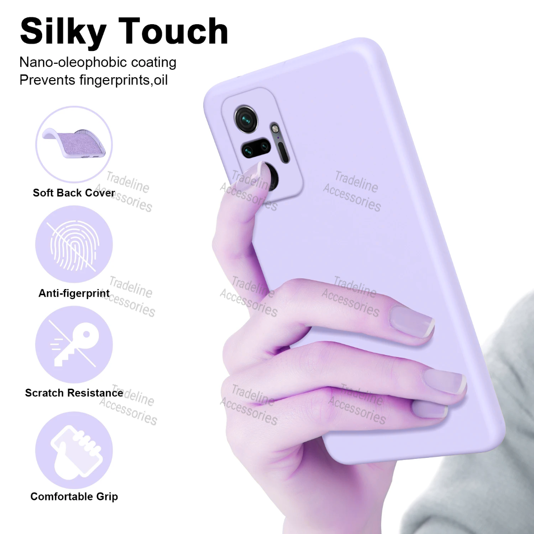 Xiaomi Redmi Note 10 Pro 4G Original Liquid Silicone Phone Case/Cover available in Black, Blue, Light Purple (Lilac)  & Pink