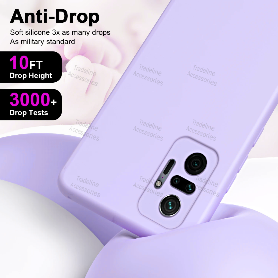 Xiaomi Redmi Note 10 Pro 4G Original Liquid Silicone Phone Case/Cover available in Black, Blue, Light Purple (Lilac)  & Pink