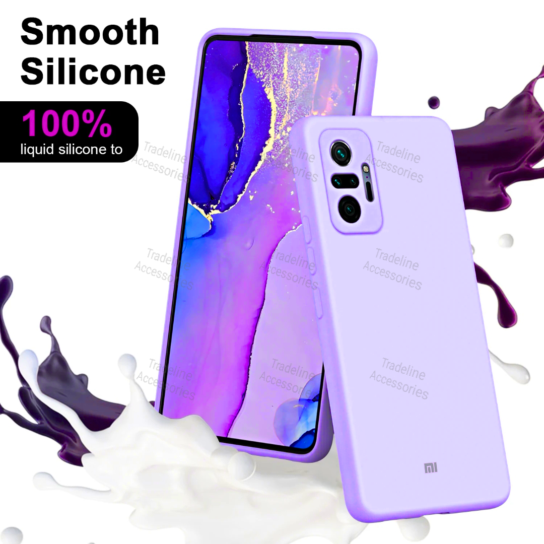 Xiaomi Redmi Note 10 Pro 4G Original Liquid Silicone Phone Case/Cover available in Black, Blue, Light Purple (Lilac)  & Pink