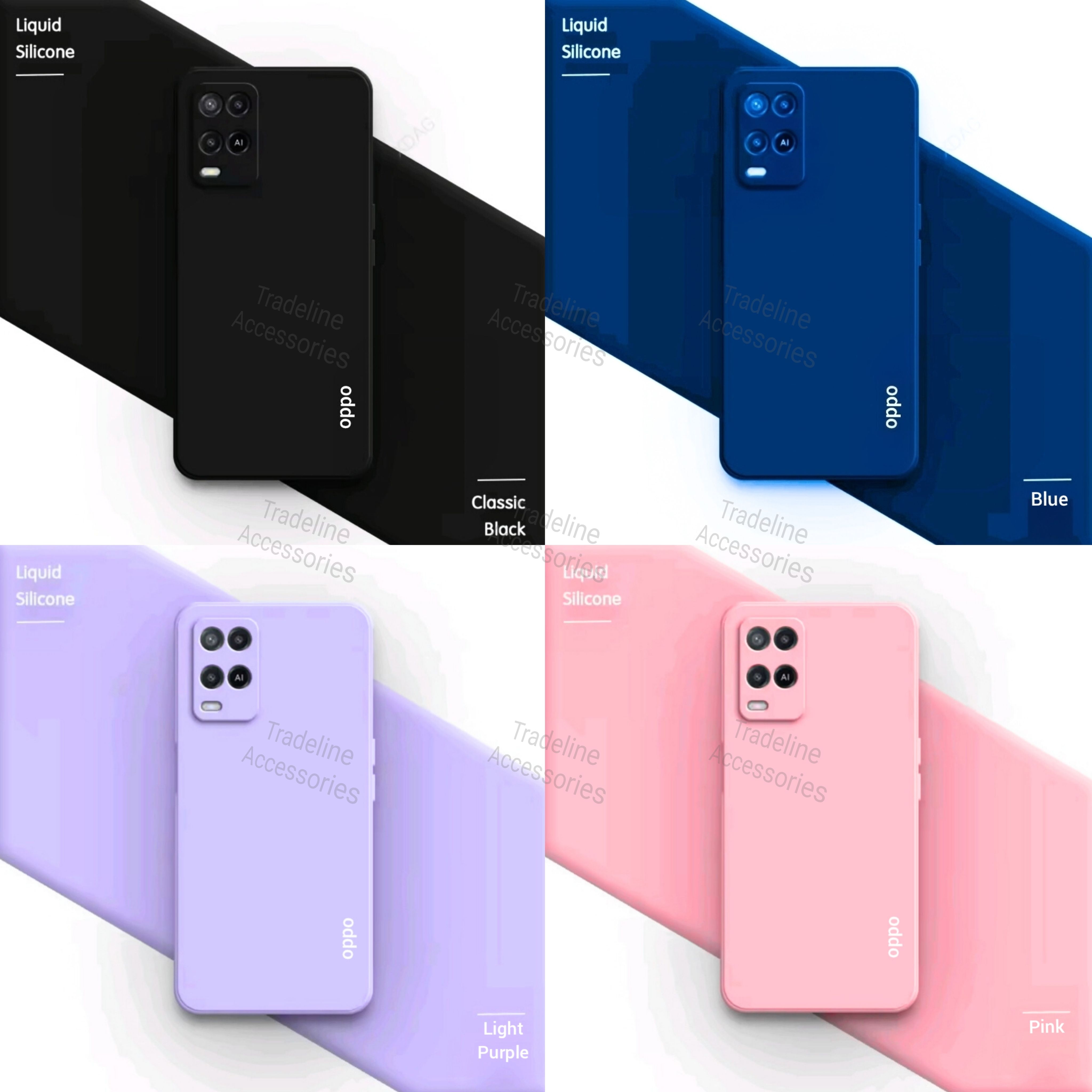 Oppo A54 4G Original Liquid Silicone Phone Case/Cover available in Black, Blue, Light Purple (Lilac) & Pink
