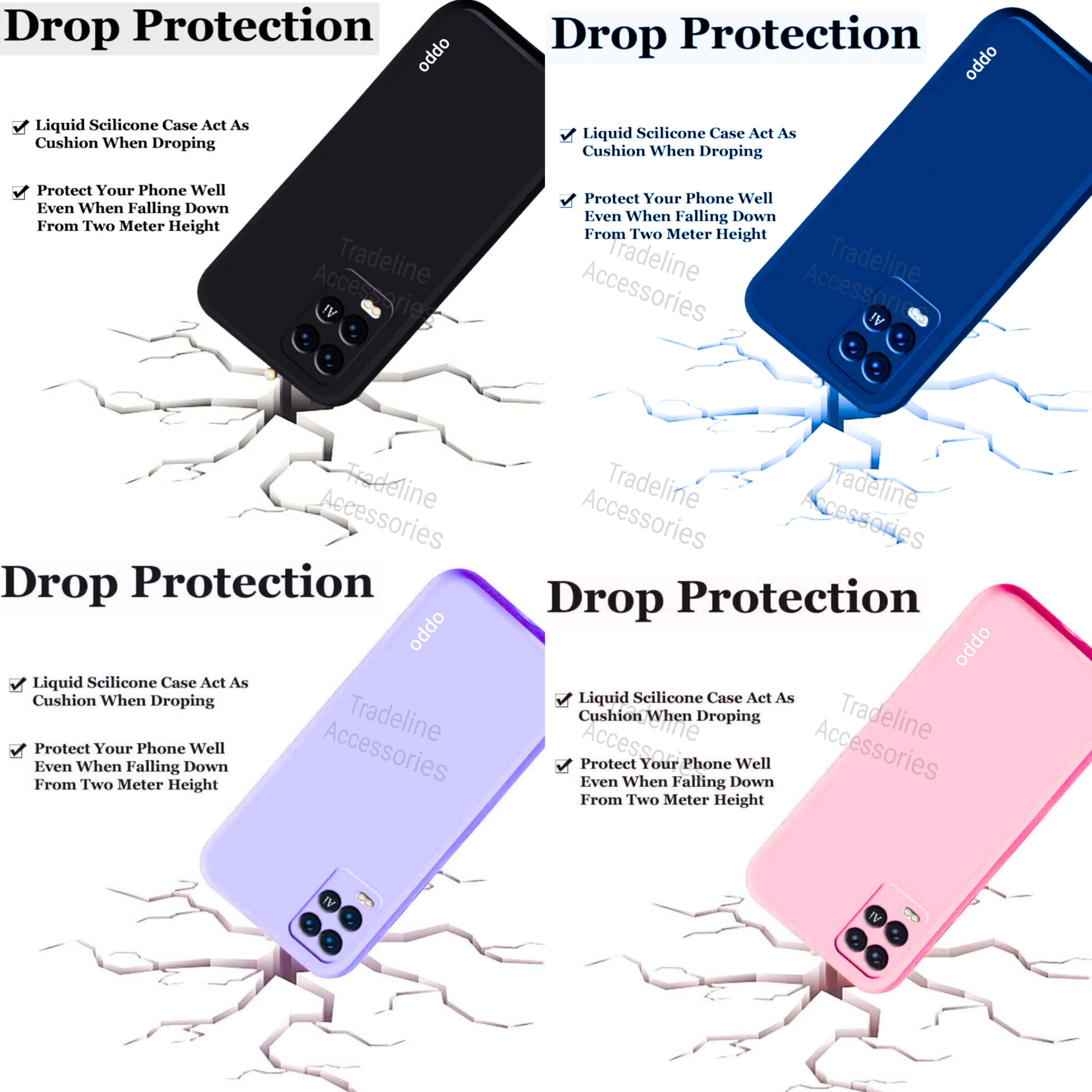 Oppo A54 4G Original Liquid Silicone Phone Case/Cover available in Black, Blue, Light Purple (Lilac) & Pink
