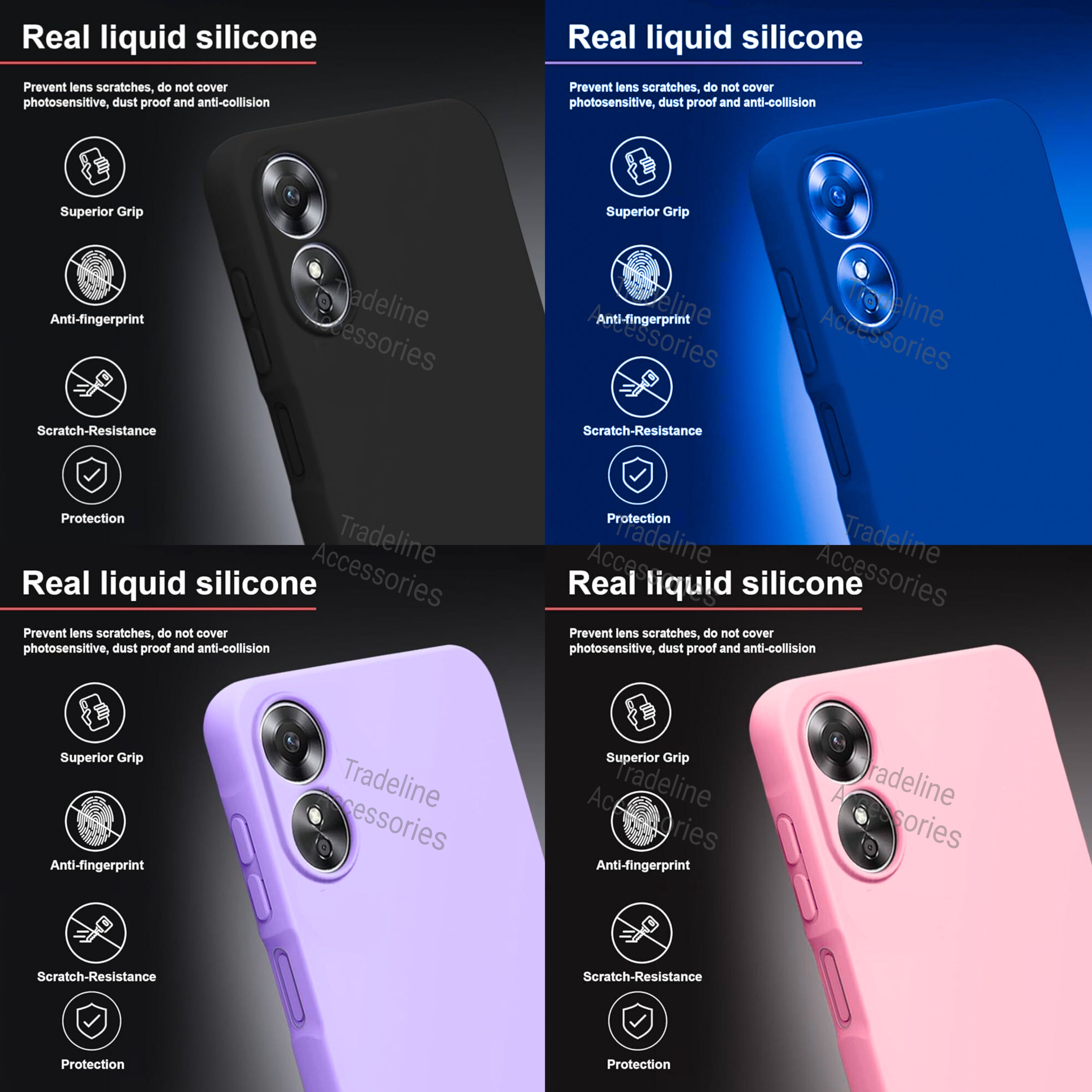Oppo A78 4G Original Liquid Silicone Phone Case/Cover available in Black, Blue, Light Purple (Lilac) &  pink