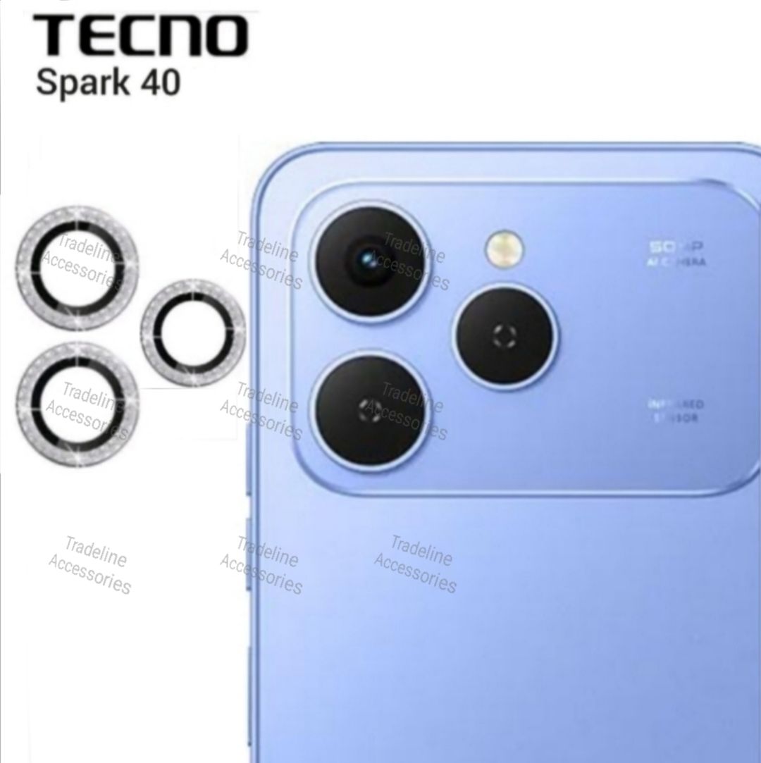 Tecno Spark 50,Spark 40 ,Spark Slim Metal ring  Camera lens protector available in black, silver and shiny diamond/Glitters