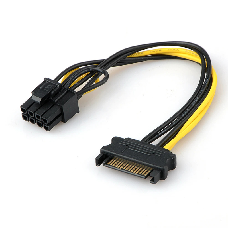 SATA to 8 Pin (6+2) GPU Power Adapter Cable | Dual SATA to PCIe | 18AWG Copper | Compatible with NVIDIA, AMD, EVGA, Gigabyte
