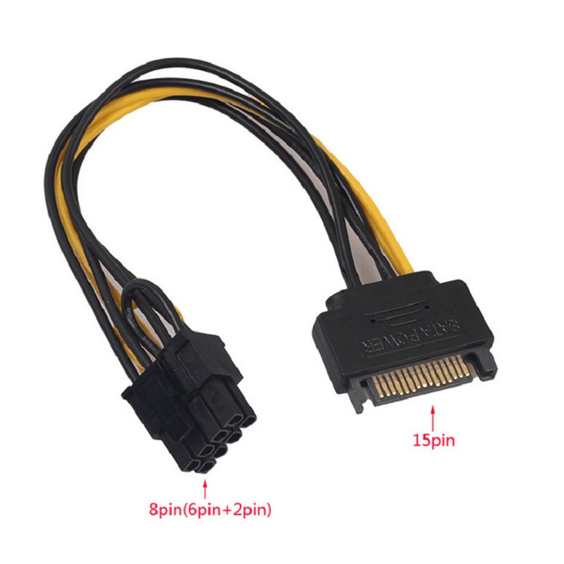 SATA to 8 Pin (6+2) GPU Power Adapter Cable | Dual SATA to PCIe | 18AWG Copper | Compatible with NVIDIA, AMD, EVGA, Gigabyte