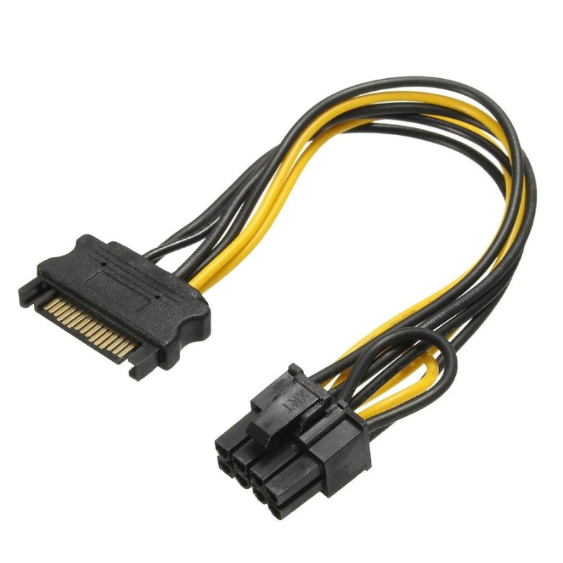 SATA to 8 Pin (6+2) GPU Power Adapter Cable | Dual SATA to PCIe | 18AWG Copper | Compatible with NVIDIA, AMD, EVGA, Gigabyte